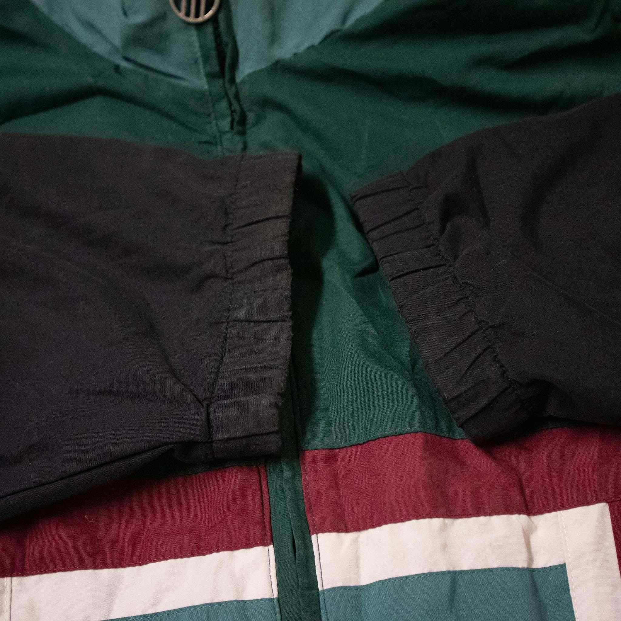 Giacca a vento Adidas Vintage nera e verde con zip e fantasia anni 90 - Taglia D9 F198 uomo