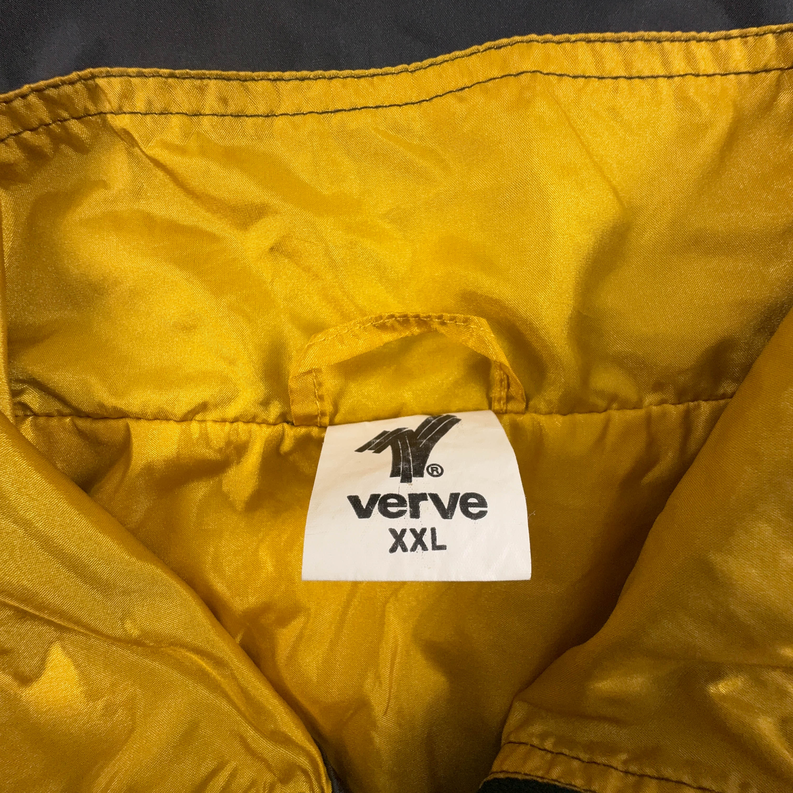 Giacca a vento Vintage gialla e nera geometrica con zip anni 80 90 - Taglia XL/XXL uomo