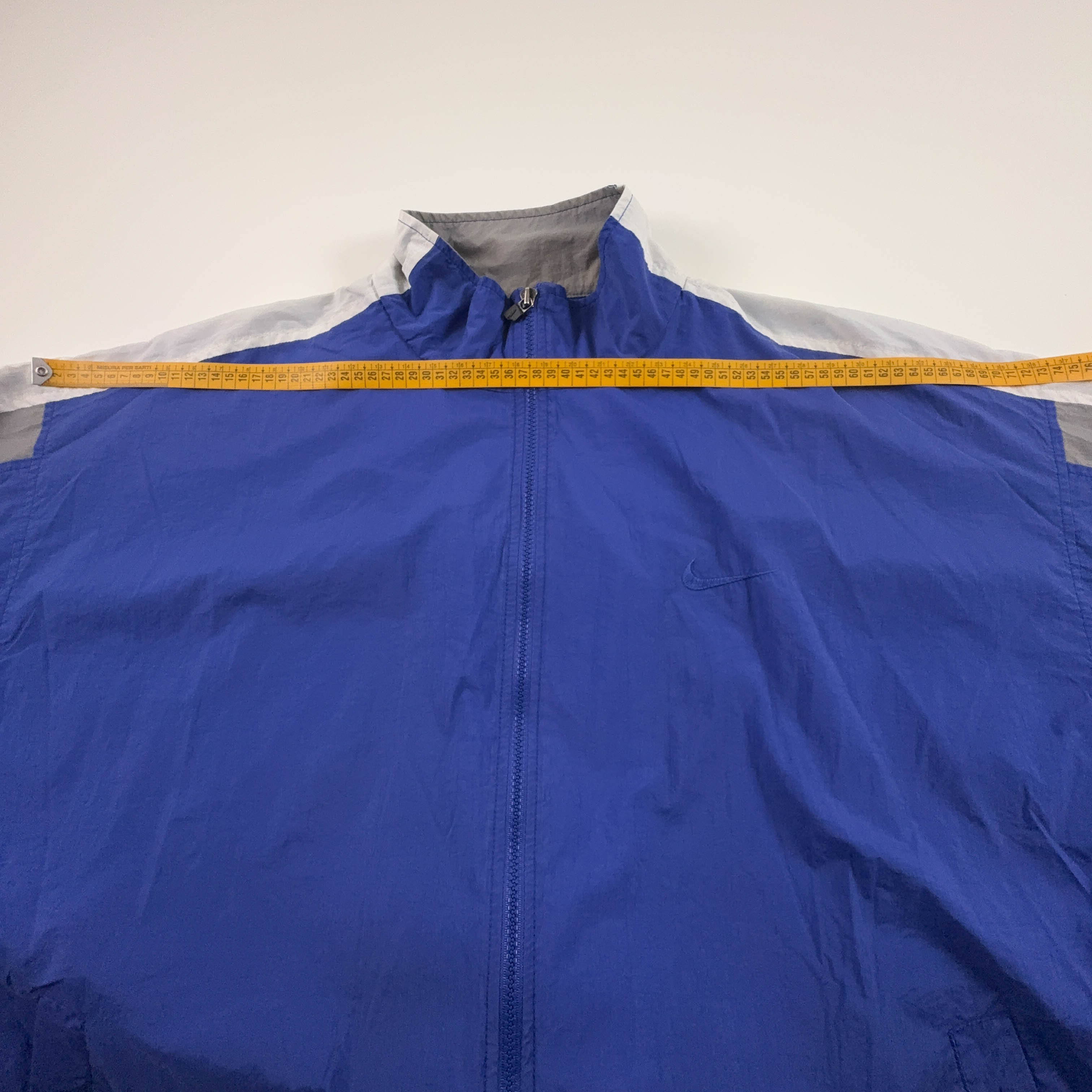 Giacca a vento Nike Vintage blu e grigia con zip intera anni 80 90 - Taglia XL uomo