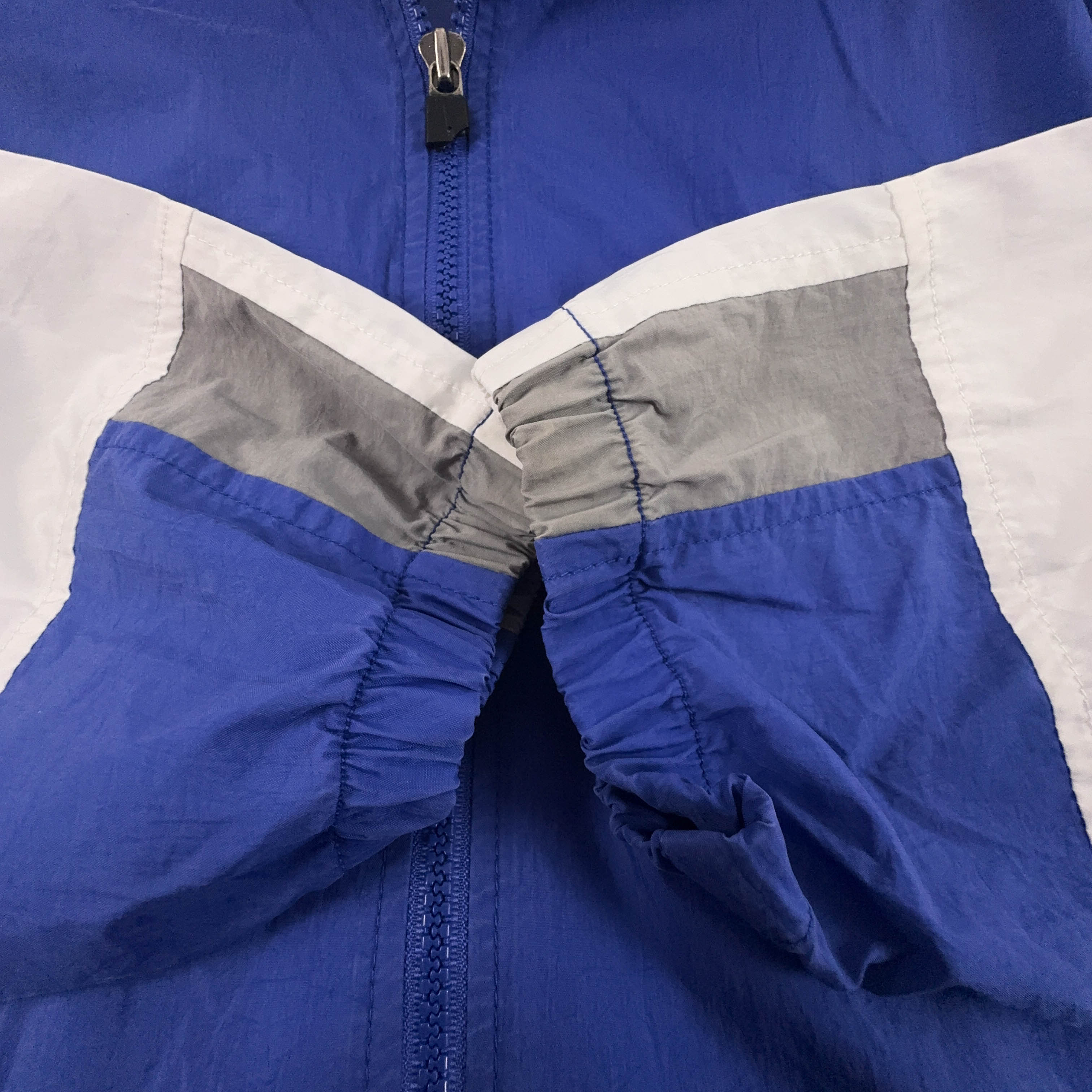 Giacca a vento Nike Vintage blu e grigia con zip intera anni 80 90 - Taglia XL uomo