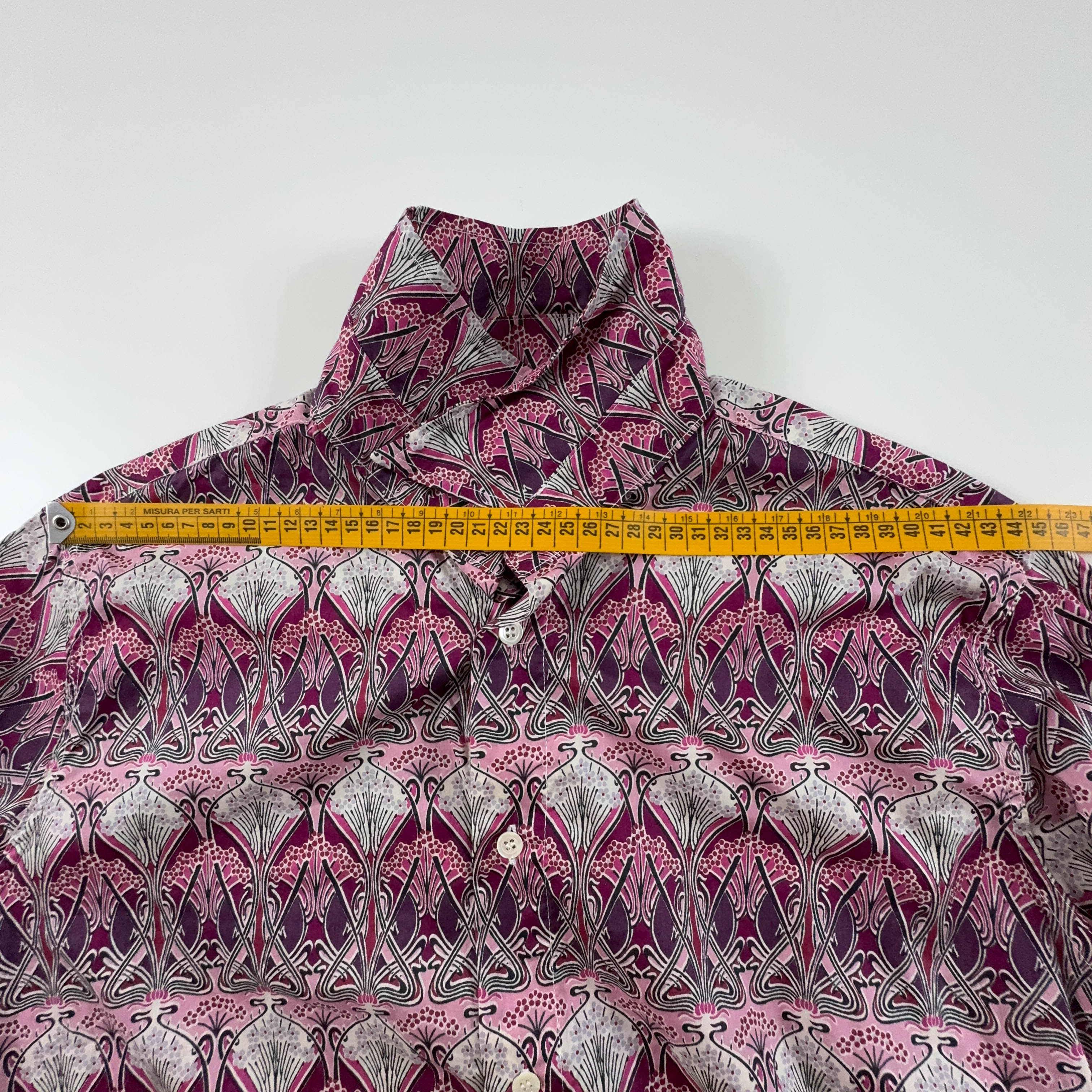 Camicia Vintage rosa a fantasia astratta geometrica - Taglia M uomo