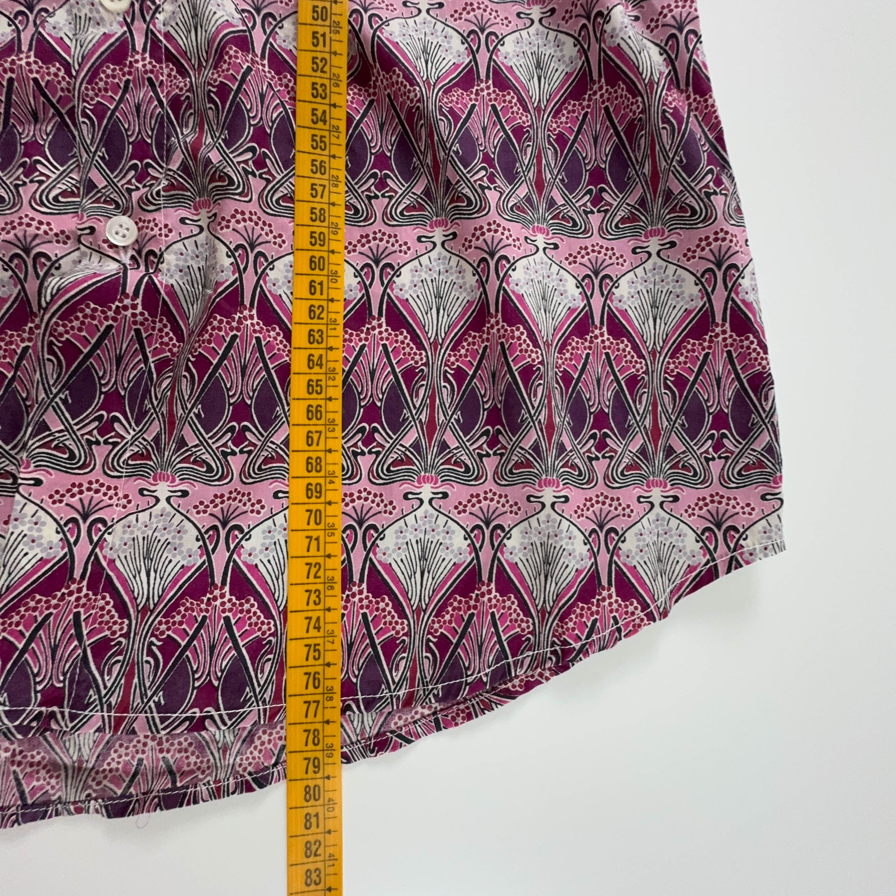 Camicia Vintage rosa a fantasia astratta geometrica - Taglia M uomo