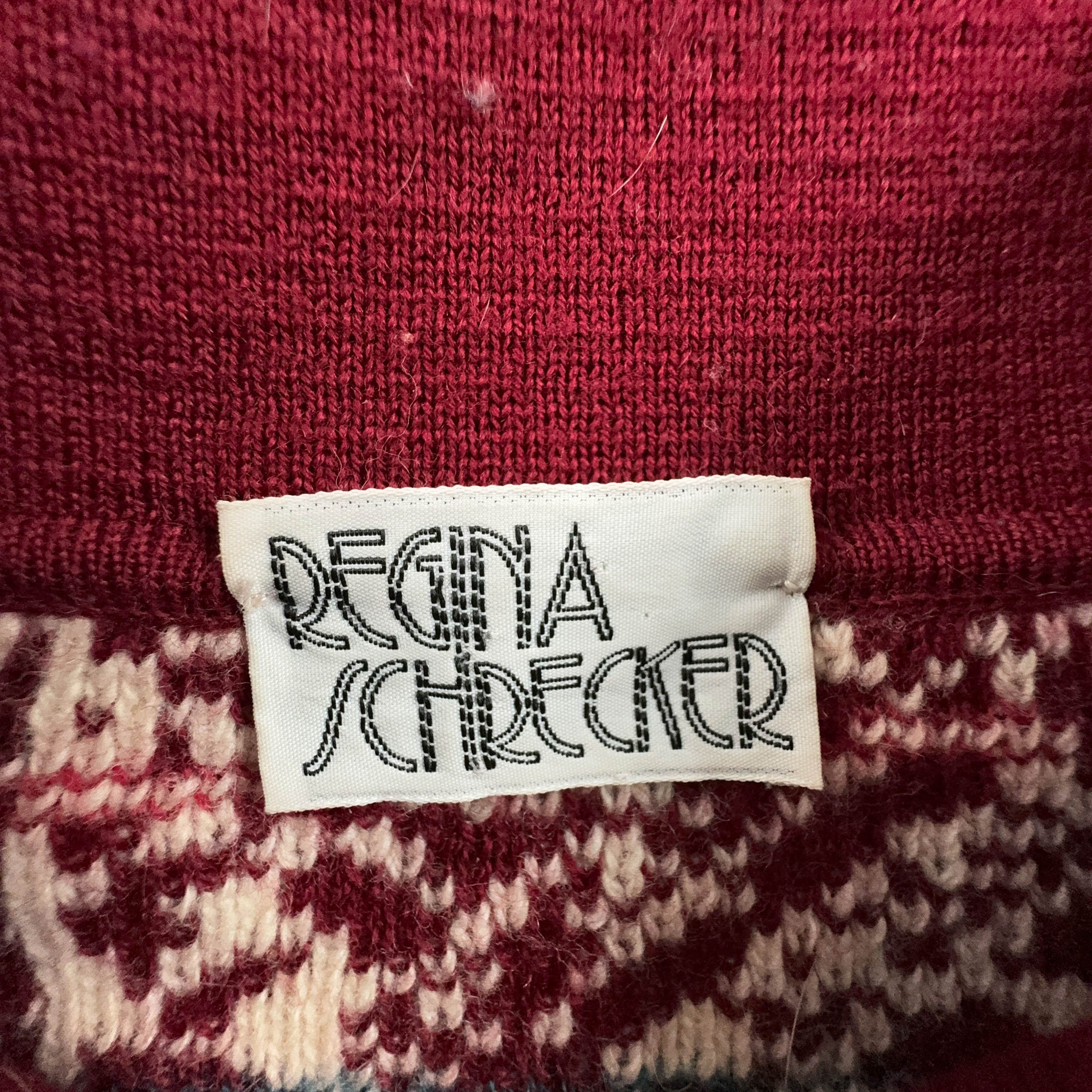 Vintage Burgundy and Cream 100% Wool Button Up Sweater - Size XL Men