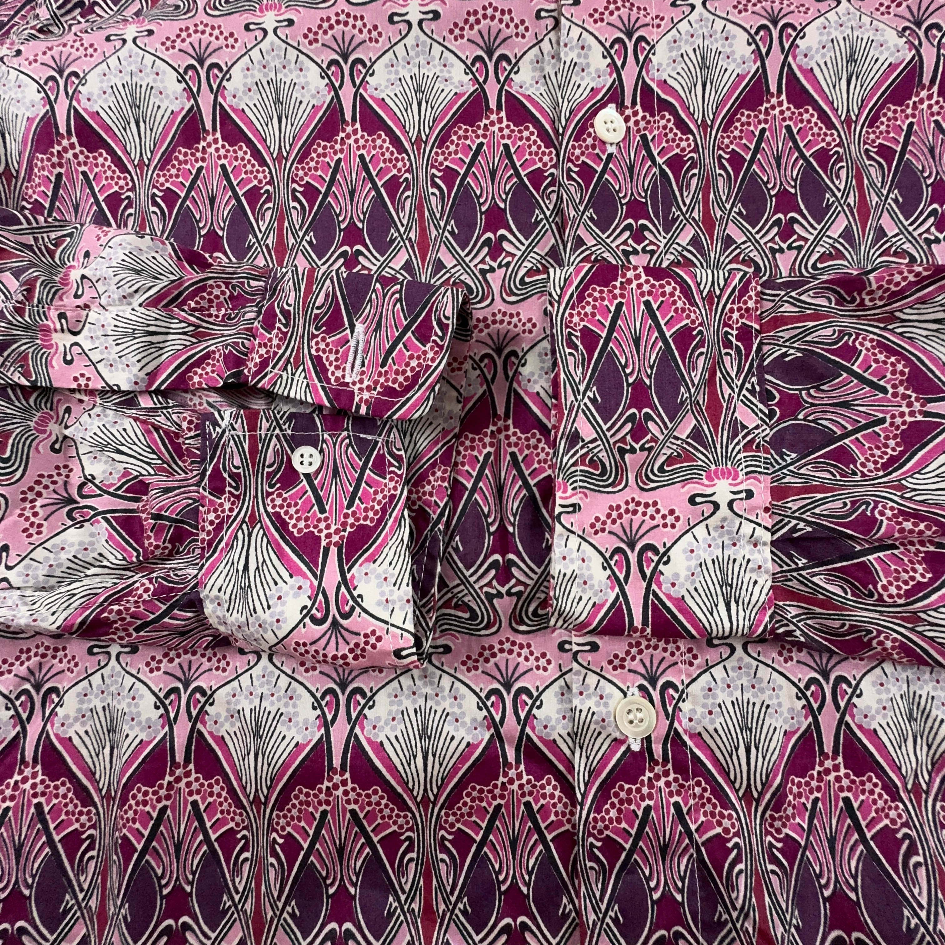 Camicia Vintage rosa a fantasia astratta geometrica - Taglia M uomo