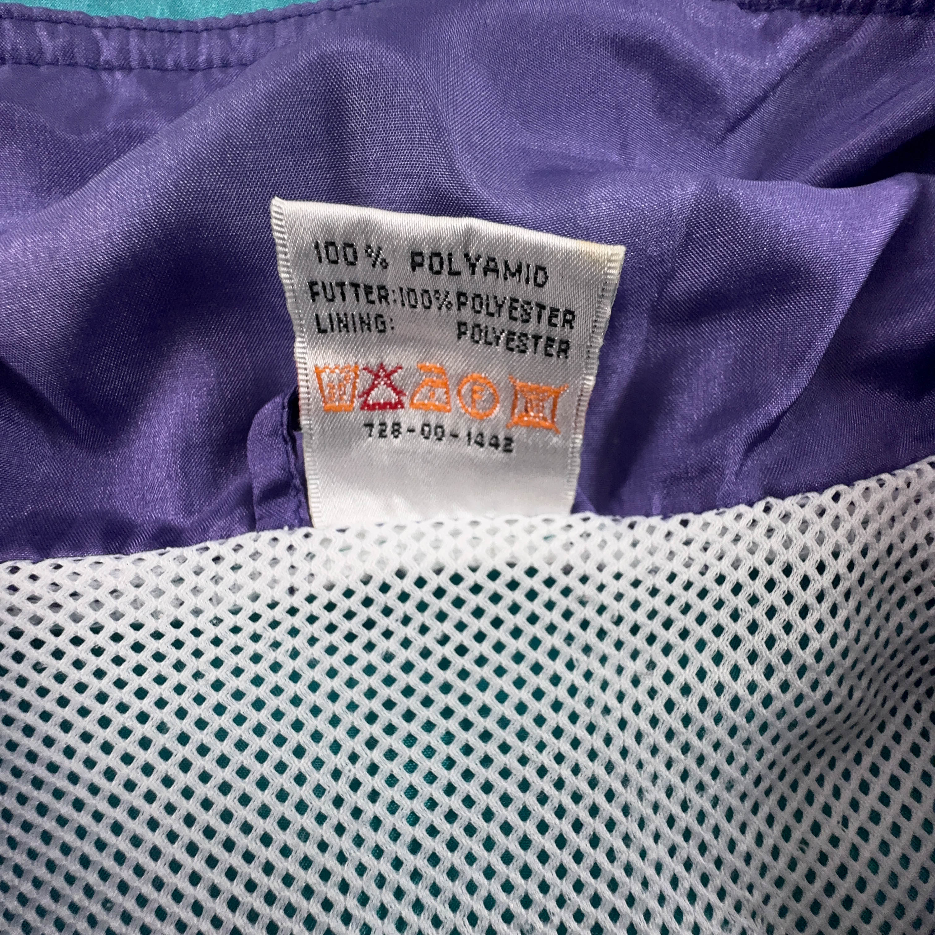 Giacca a vento Puma Vintage verde e viola con ricamo e zip anni 80 90 - Taglia 9 uomo