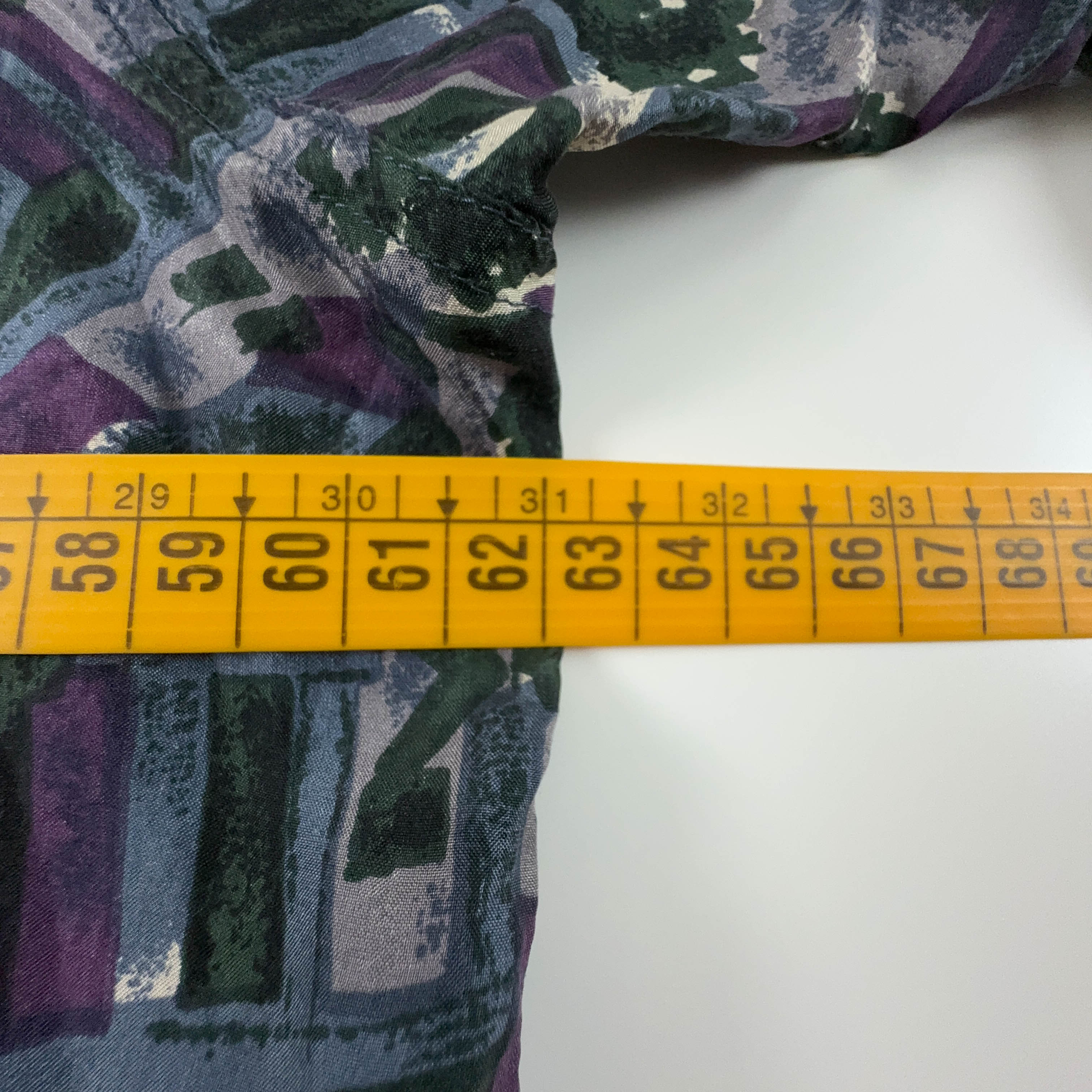 Camicia Vintage 100% seta blu scura a fantasia astratta geometrica - Taglia 41 42 uomo