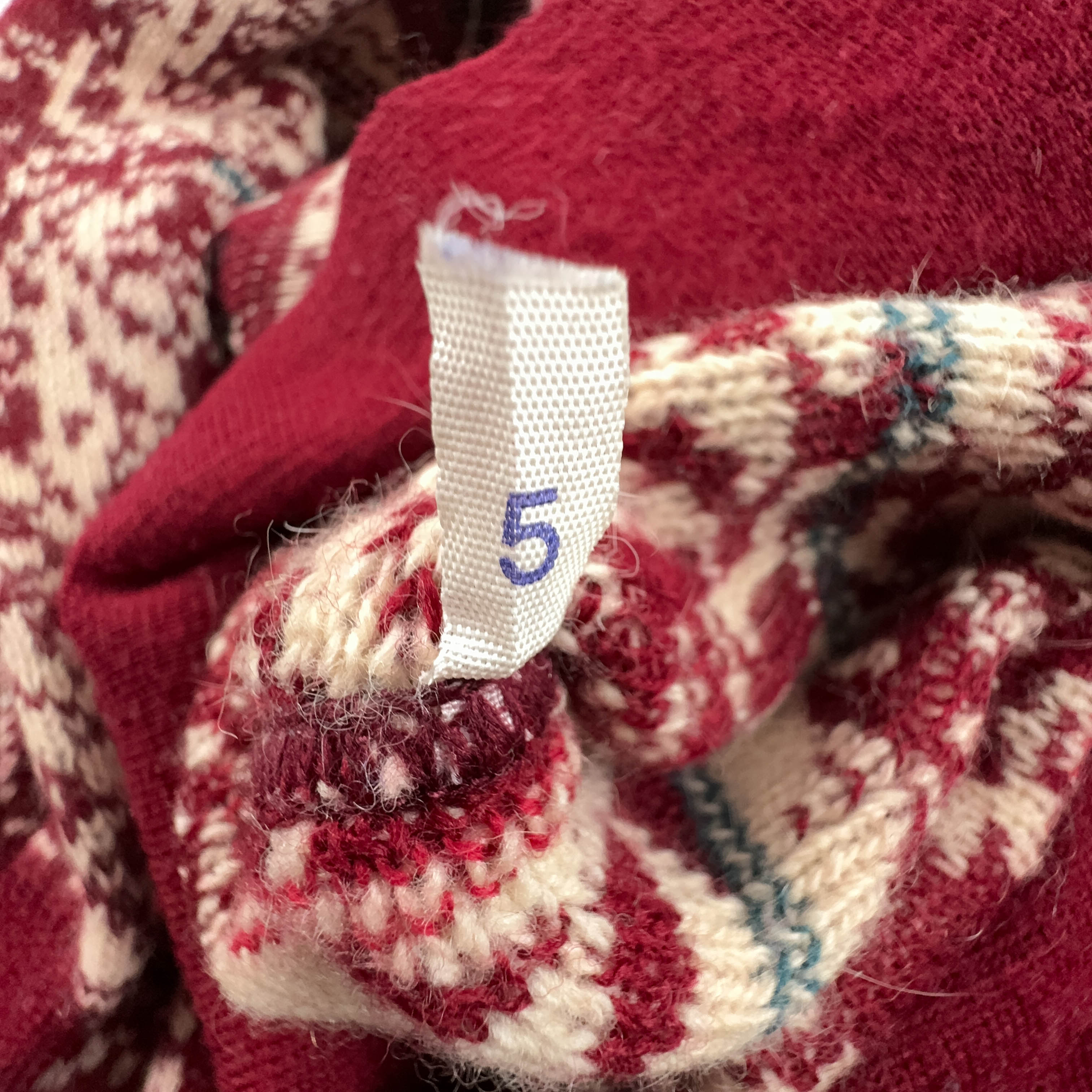 Vintage Burgundy and Cream 100% Wool Button Up Sweater - Size XL Men