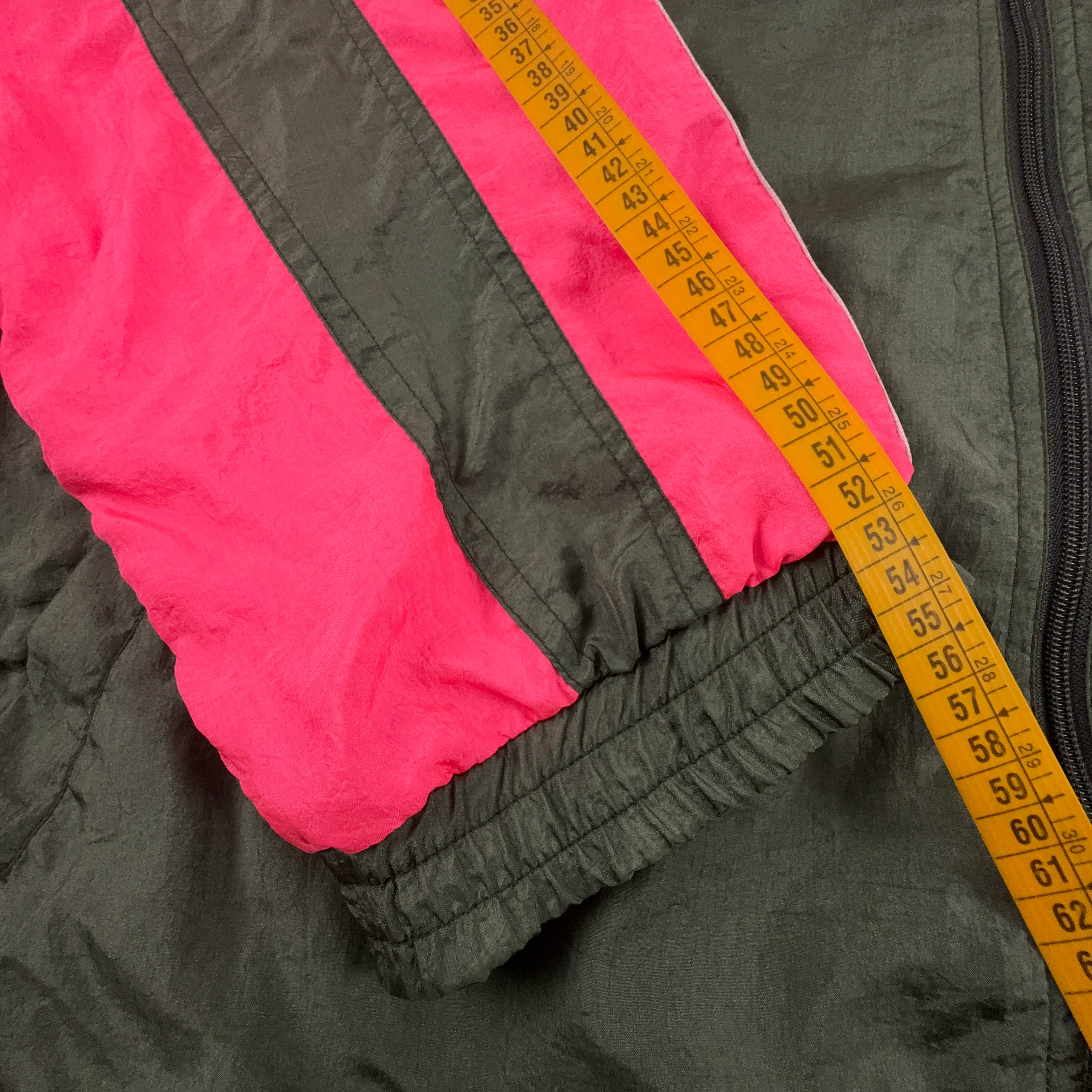 Giacca a vento Diadora Vintage verde cachi e rosa con zip anni 80 90 - Taglia XXL uomo