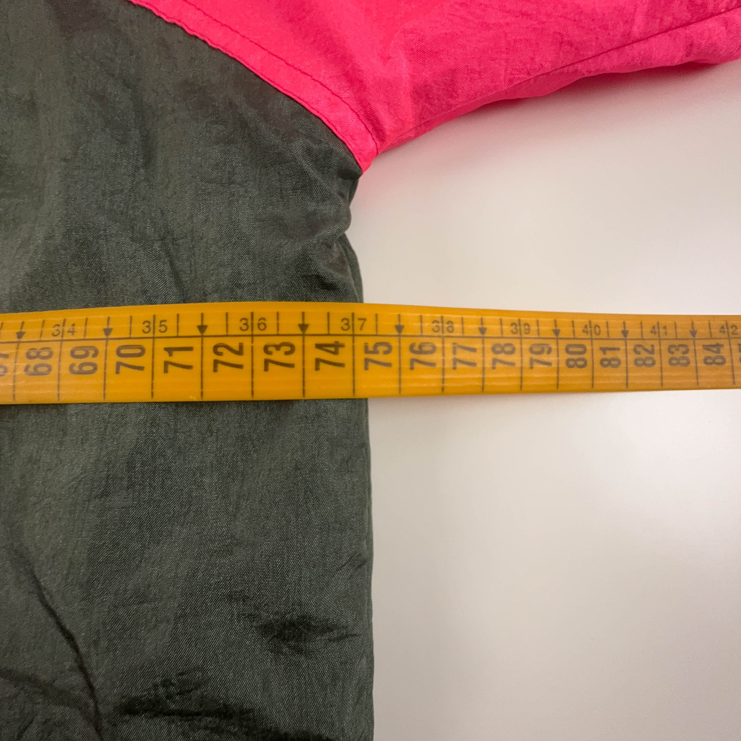 Giacca a vento Diadora Vintage verde cachi e rosa con zip anni 80 90 - Taglia XXL uomo