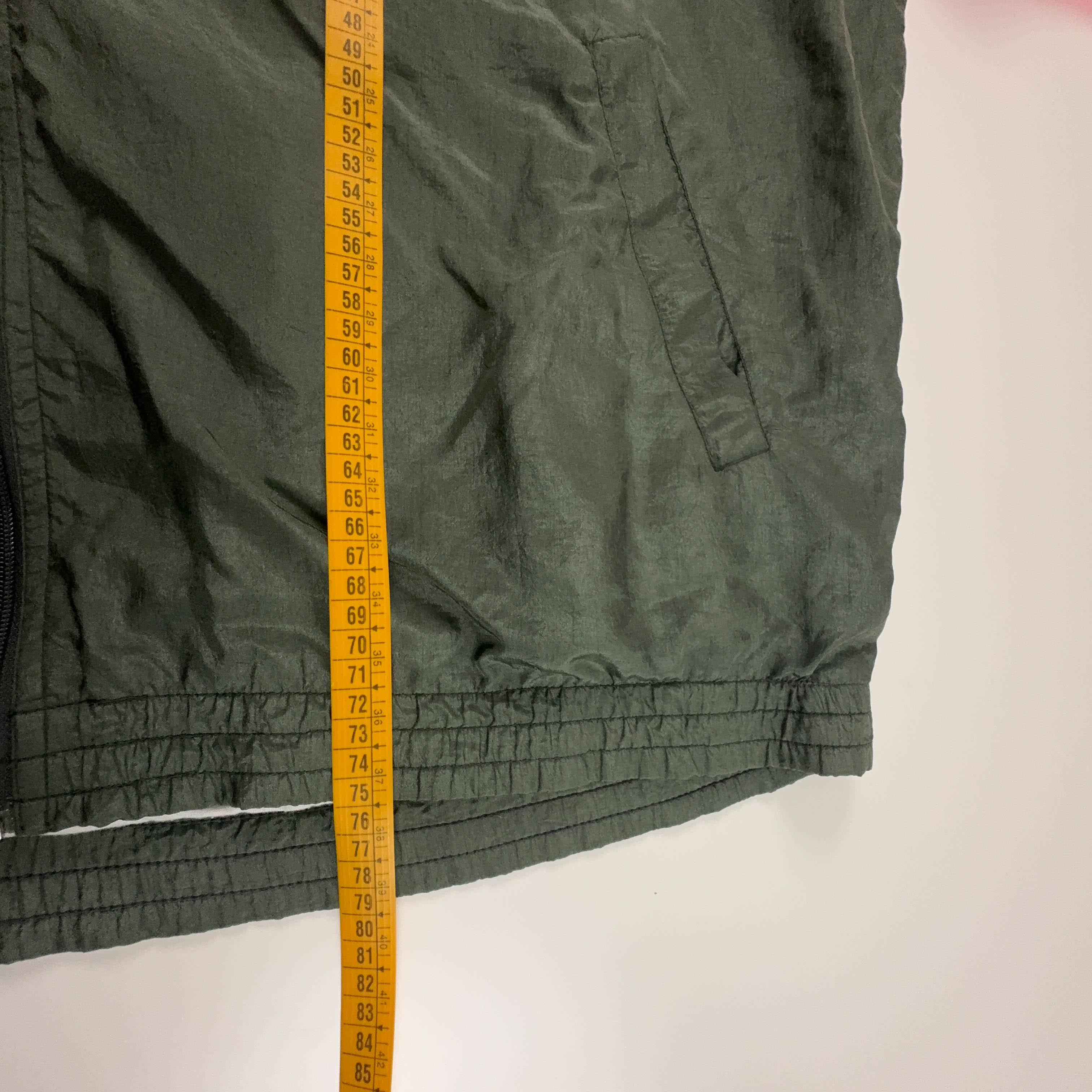 Giacca a vento Diadora Vintage verde cachi e rosa con zip anni 80 90 - Taglia XXL uomo
