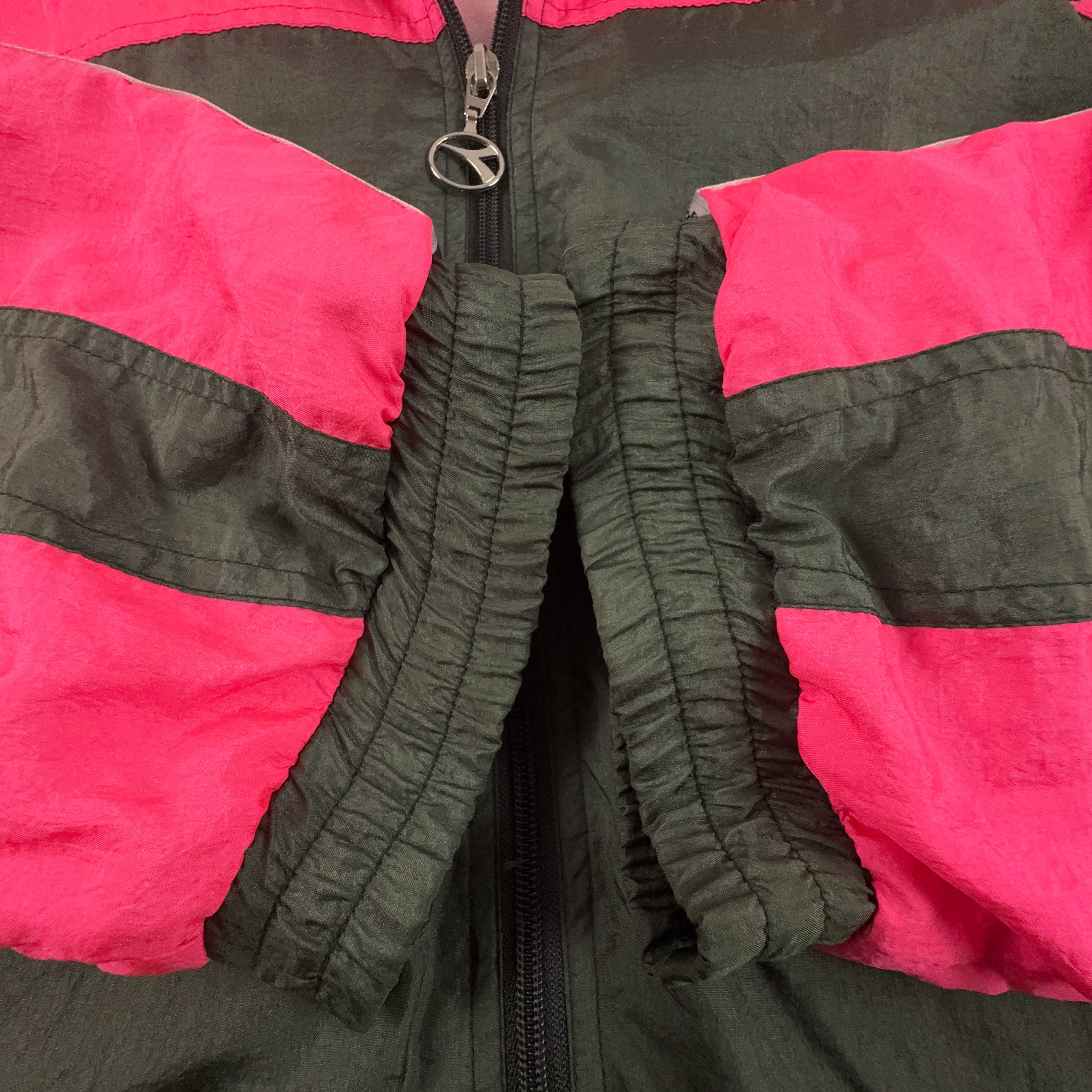 Giacca a vento Diadora Vintage verde cachi e rosa con zip anni 80 90 - Taglia XXL uomo