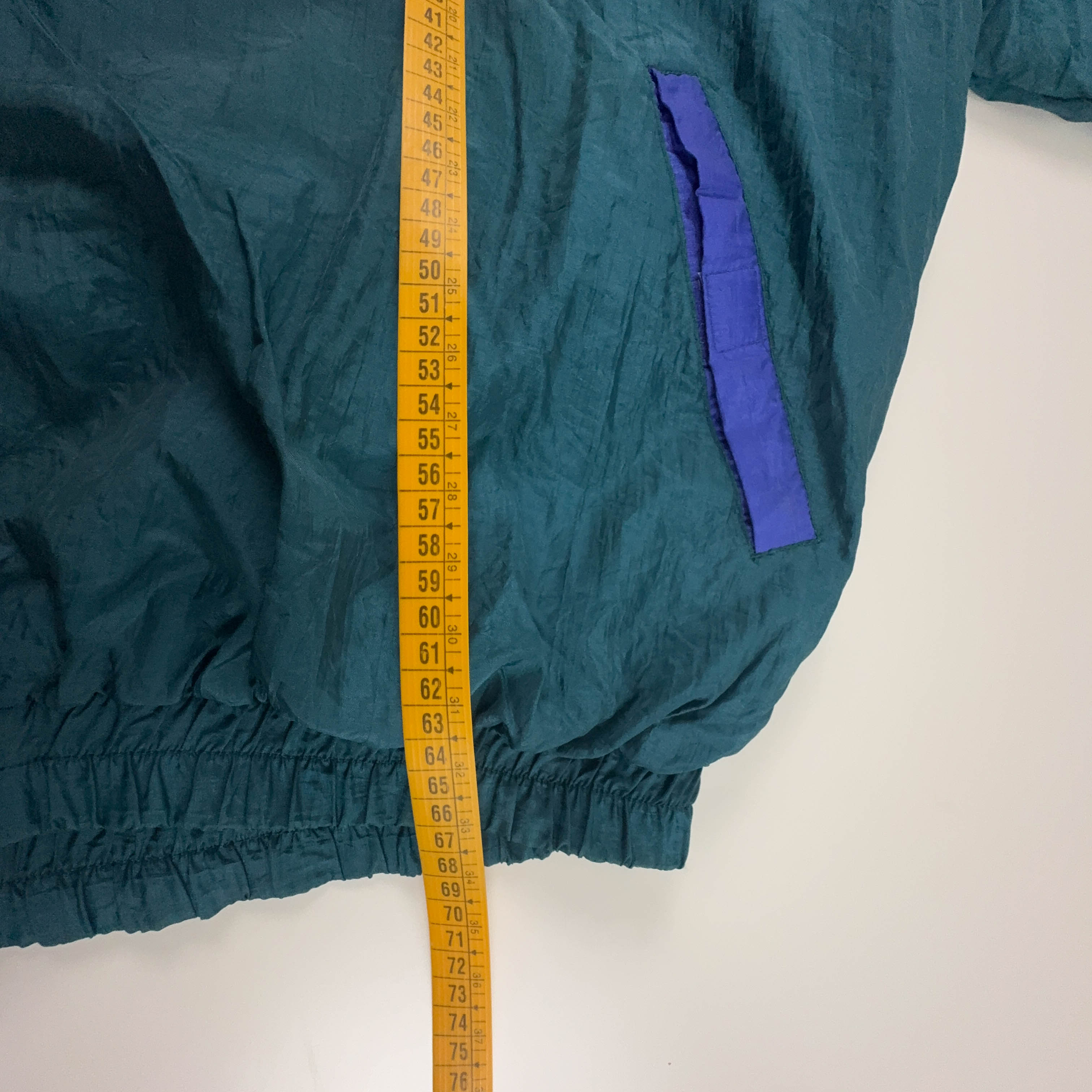 Giacca a vento Vintage verde e viola quarter zip con tasca anni 80 90 - Taglia L uomo