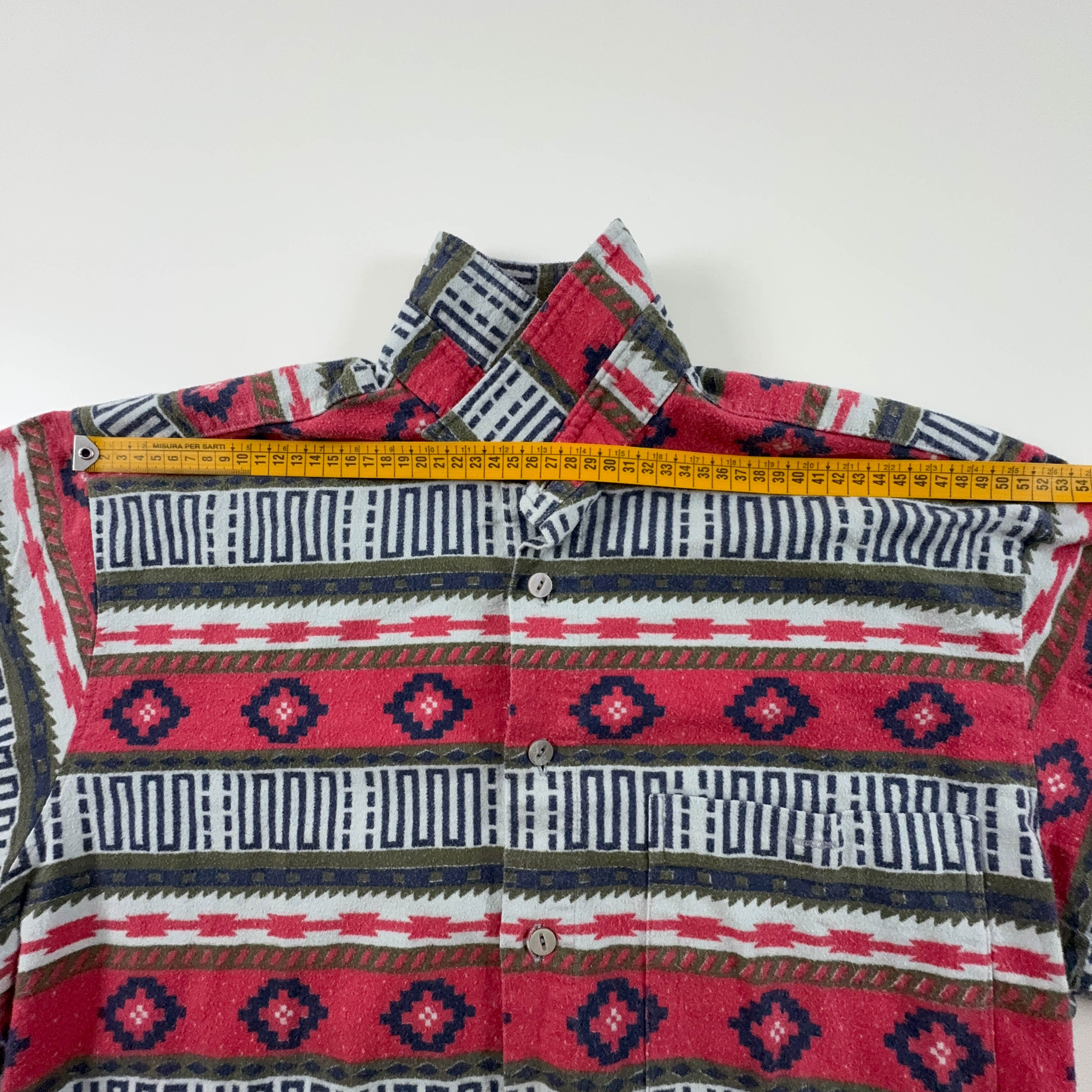 Camicia Vintage rossa a righe a fantasia geometrica astratta - Taglia L uomo