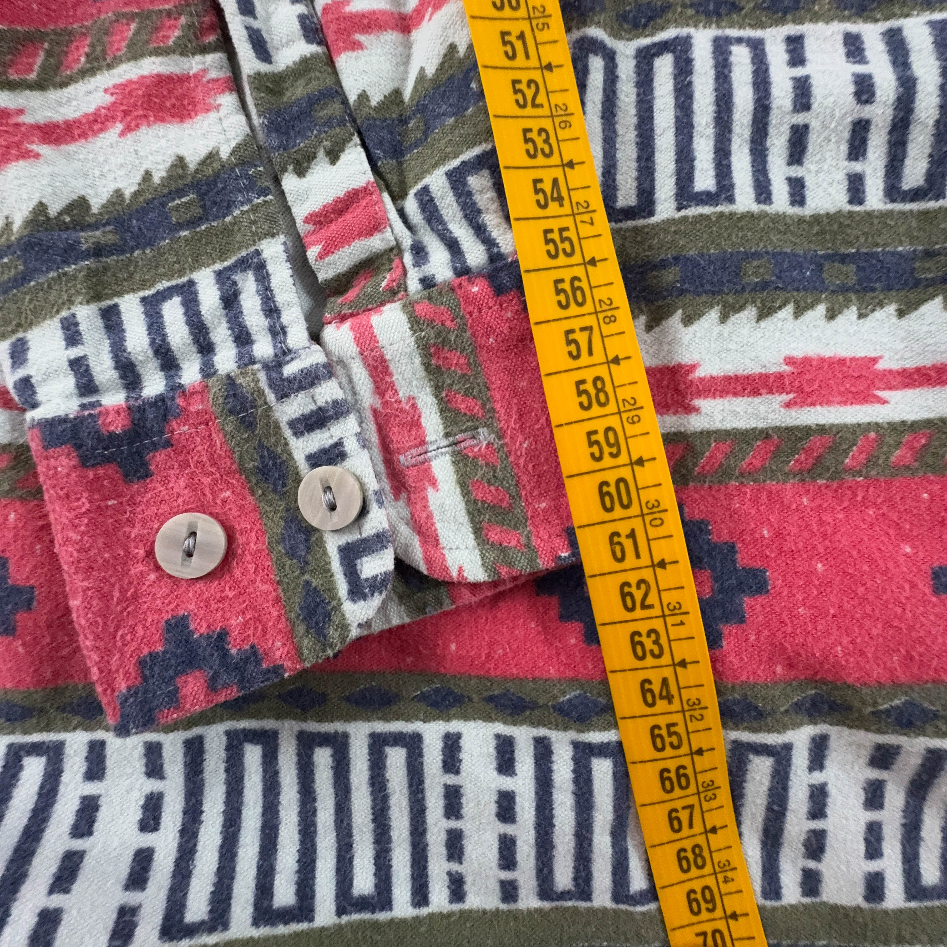 Camicia Vintage rossa a righe a fantasia geometrica astratta - Taglia L uomo