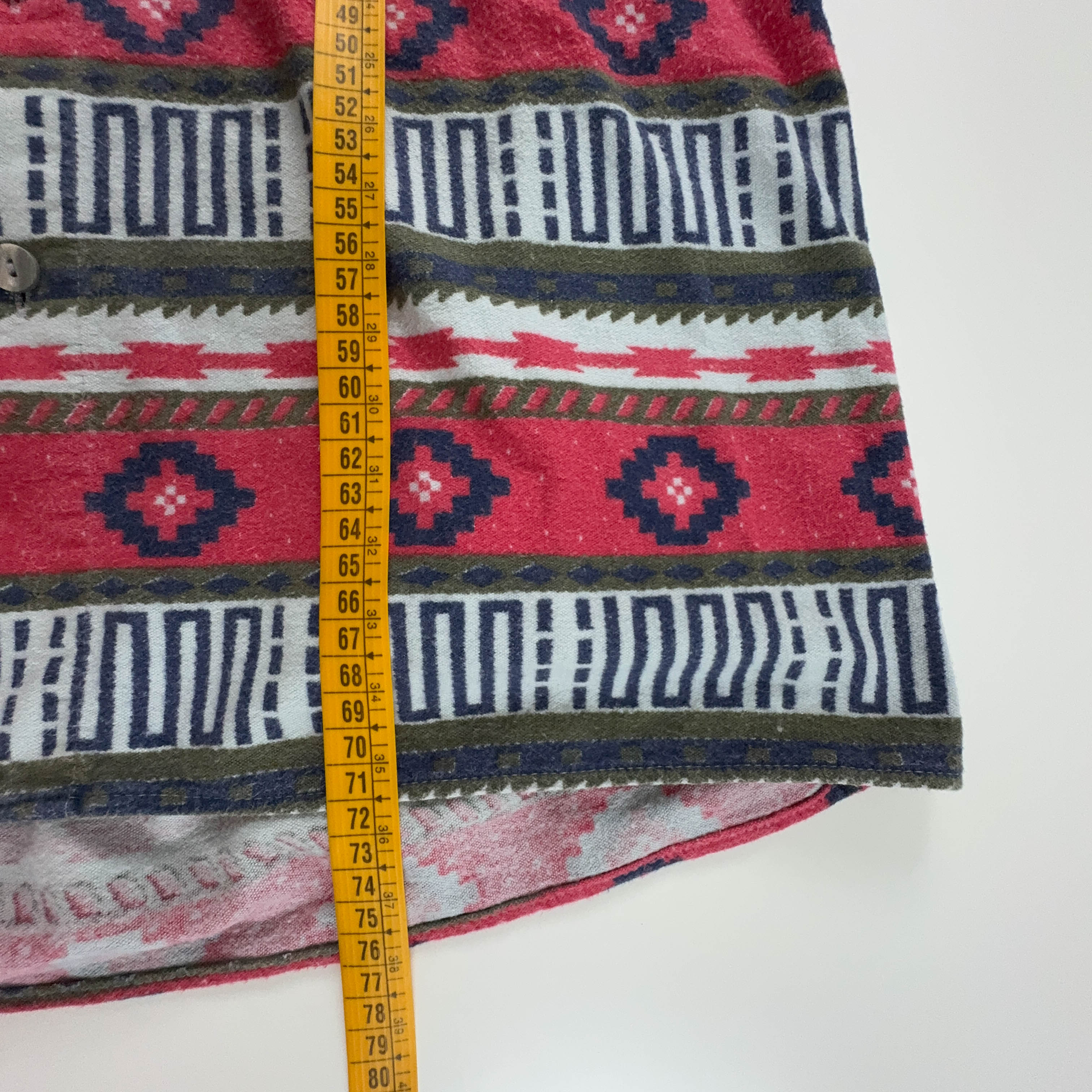 Camicia Vintage rossa a righe a fantasia geometrica astratta - Taglia L uomo