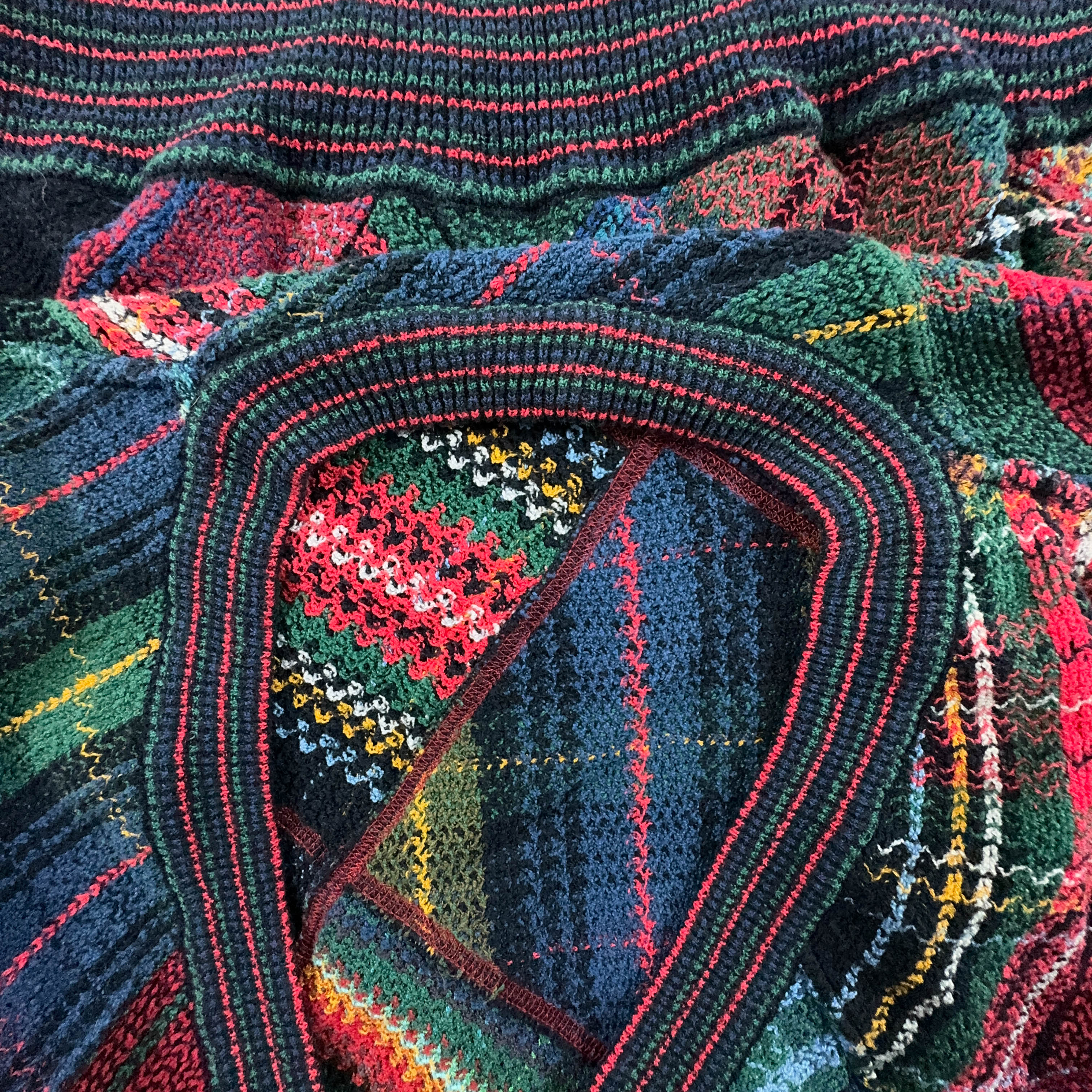 Ermanno Vintage 15% Linen Red and Blue Checked Cardigan with Buttons - Size XXL Men