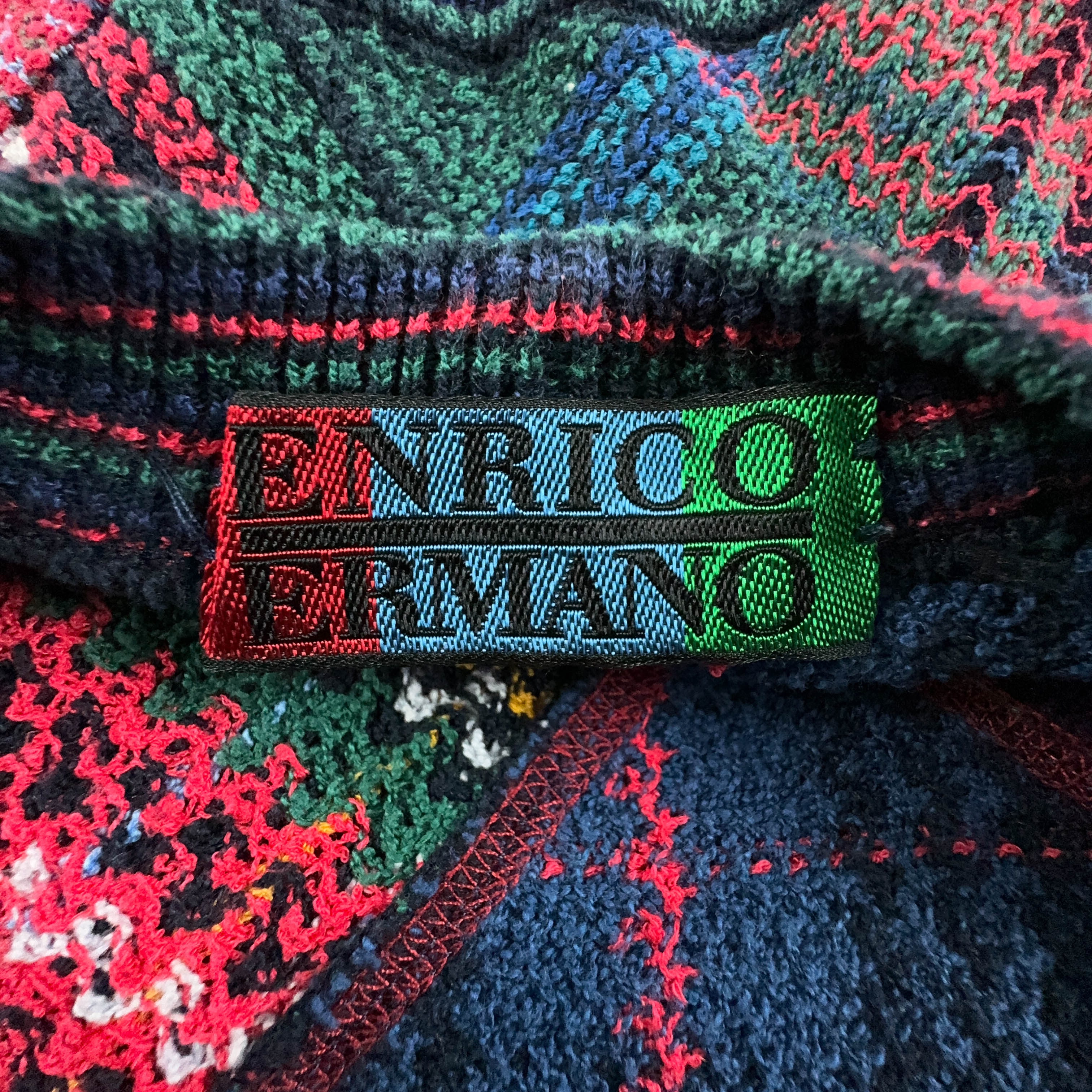 Ermanno Vintage 15% Linen Red and Blue Checked Cardigan with Buttons - Size XXL Men