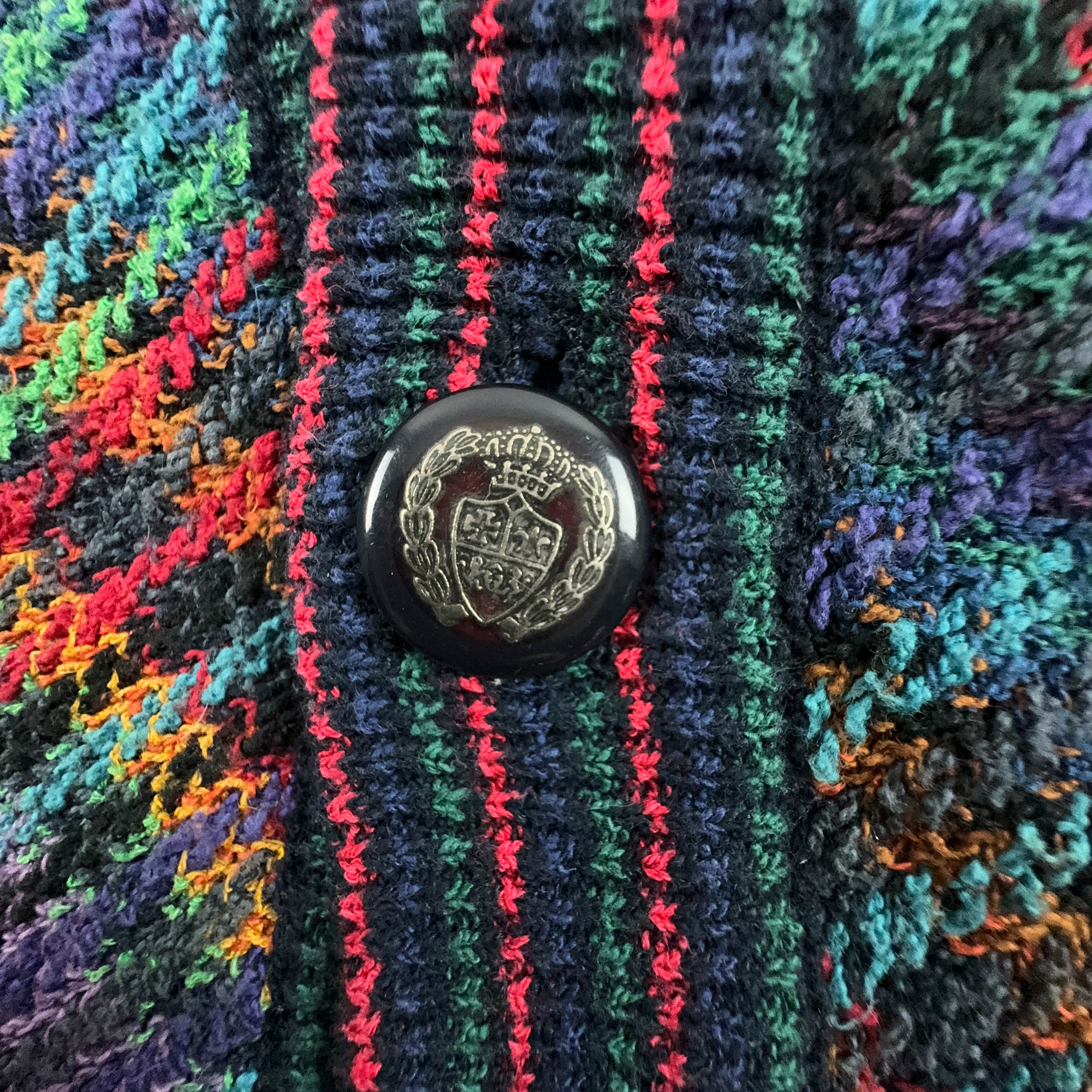 Ermanno Vintage 15% Linen Red and Blue Checked Cardigan with Buttons - Size XXL Men