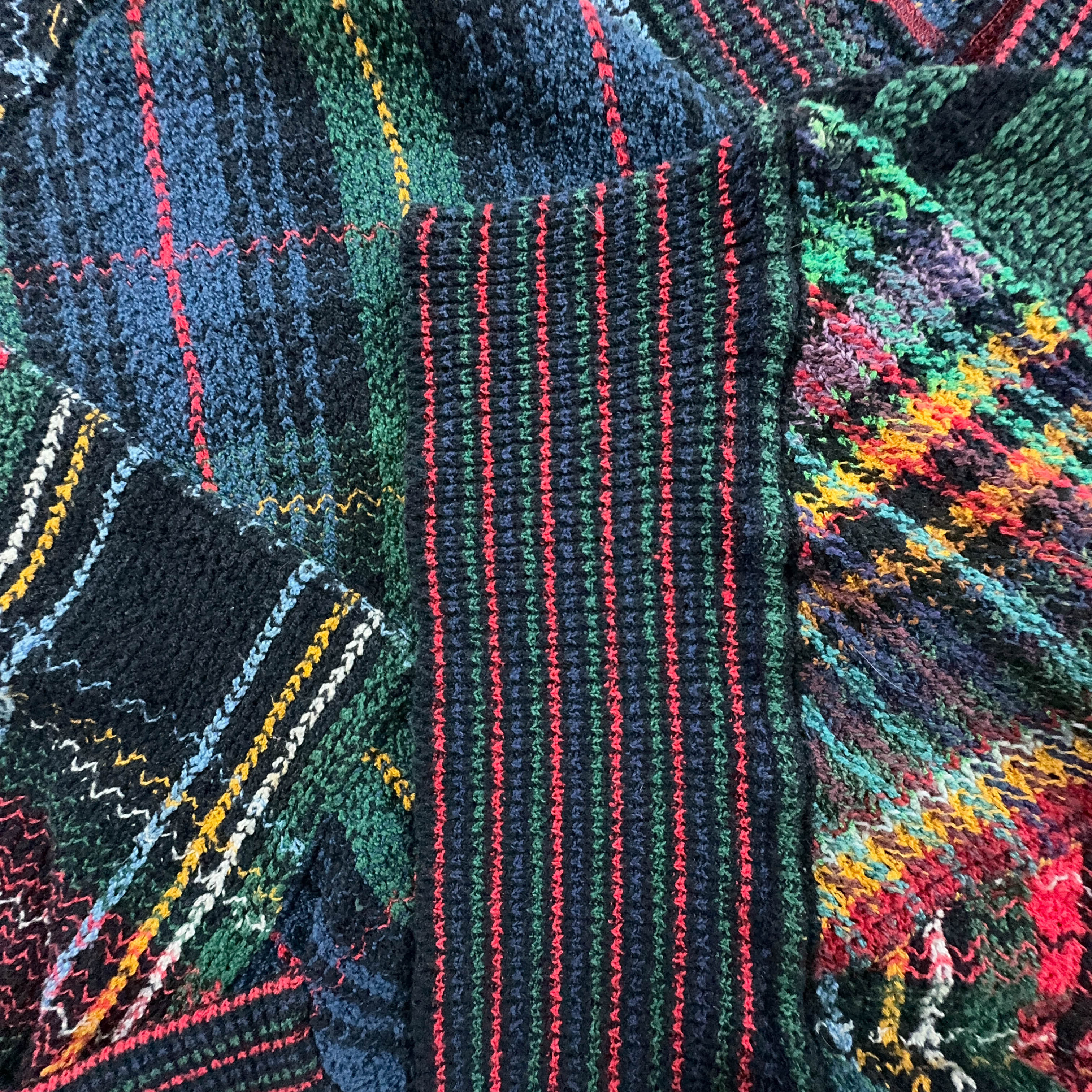 Ermanno Vintage 15% Linen Red and Blue Checked Cardigan with Buttons - Size XXL Men