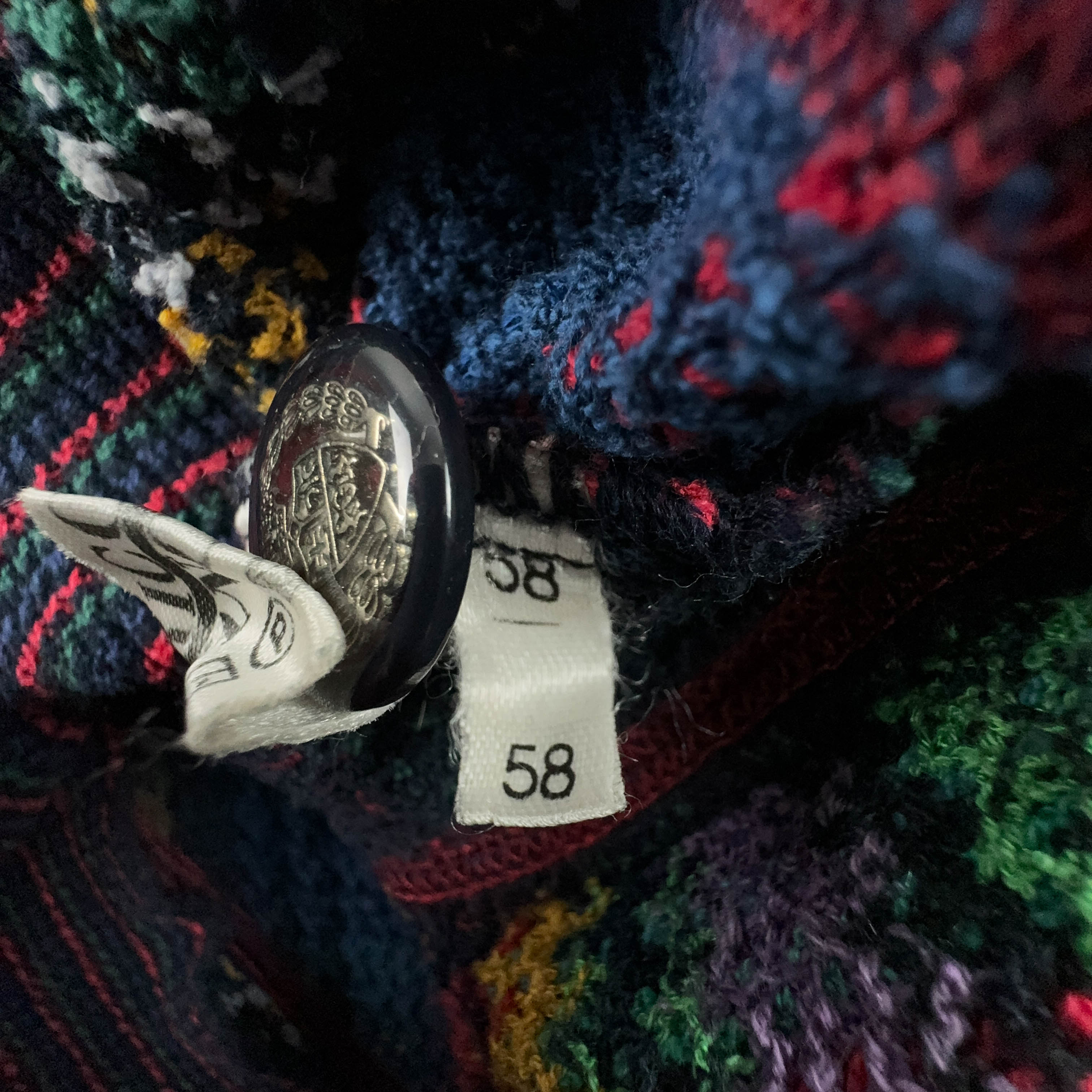 Ermanno Vintage 15% Linen Red and Blue Checked Cardigan with Buttons - Size XXL Men