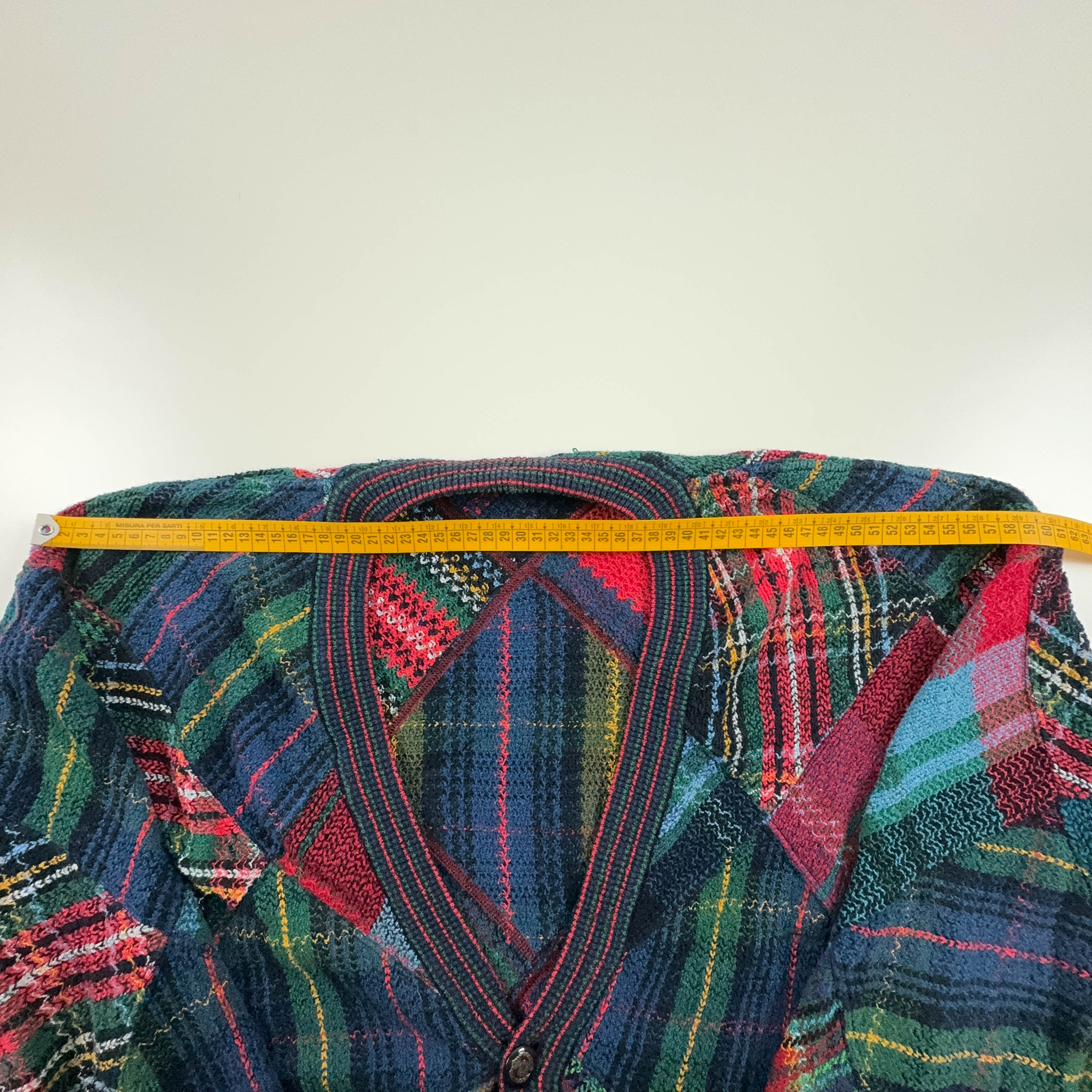 Ermanno Vintage 15% Linen Red and Blue Checked Cardigan with Buttons - Size XXL Men