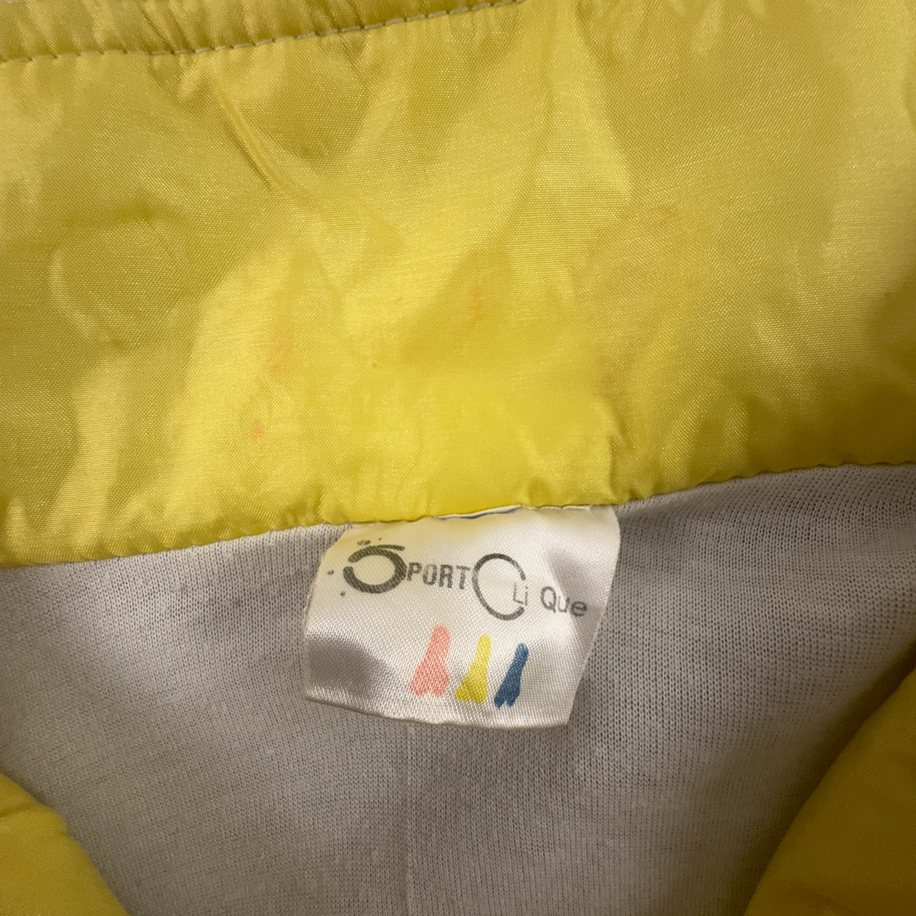 Giacca a vento Vintage gialla e grigia geometrica con zip anni 80 90 - Taglia L uomo