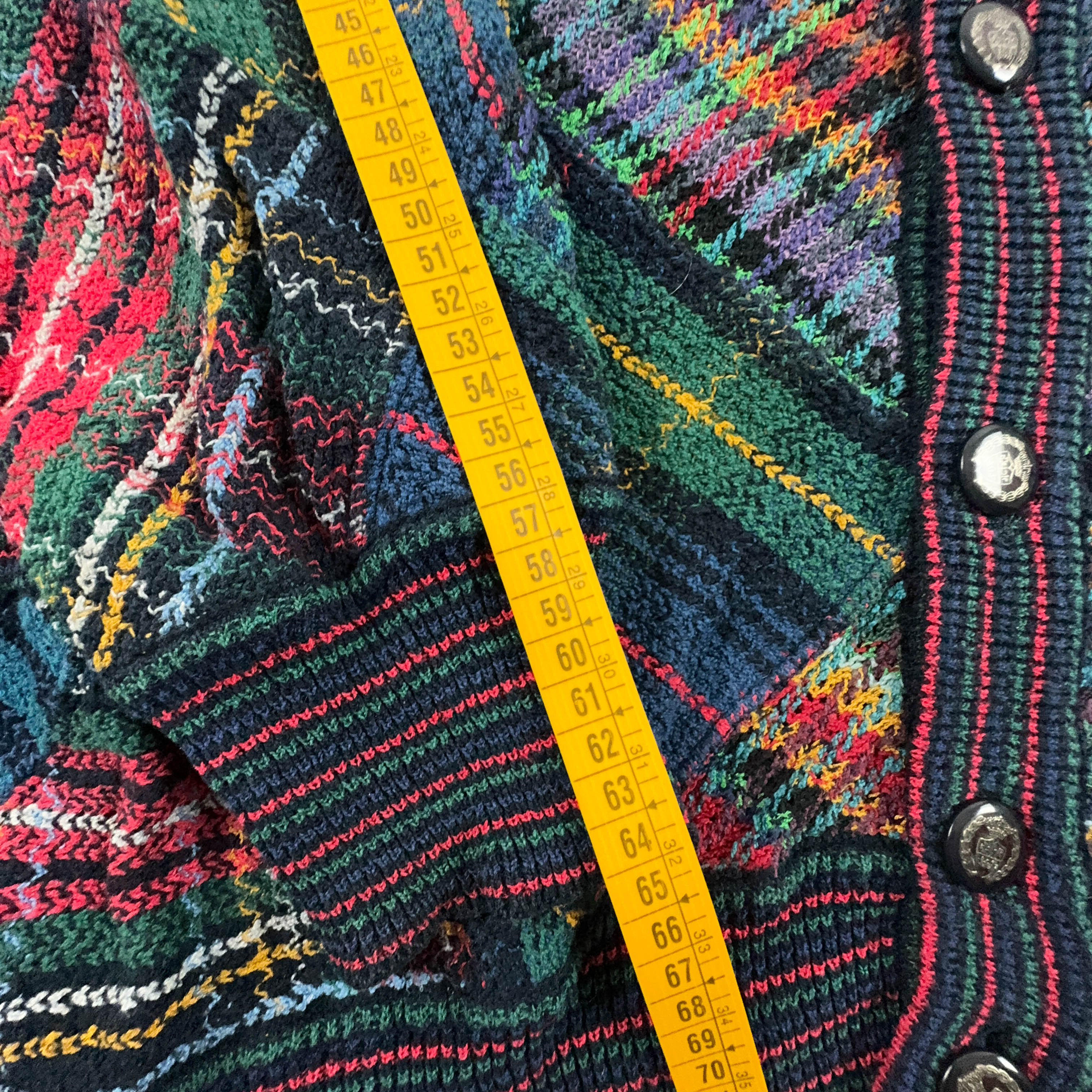 Ermanno Vintage 15% Linen Red and Blue Checked Cardigan with Buttons - Size XXL Men