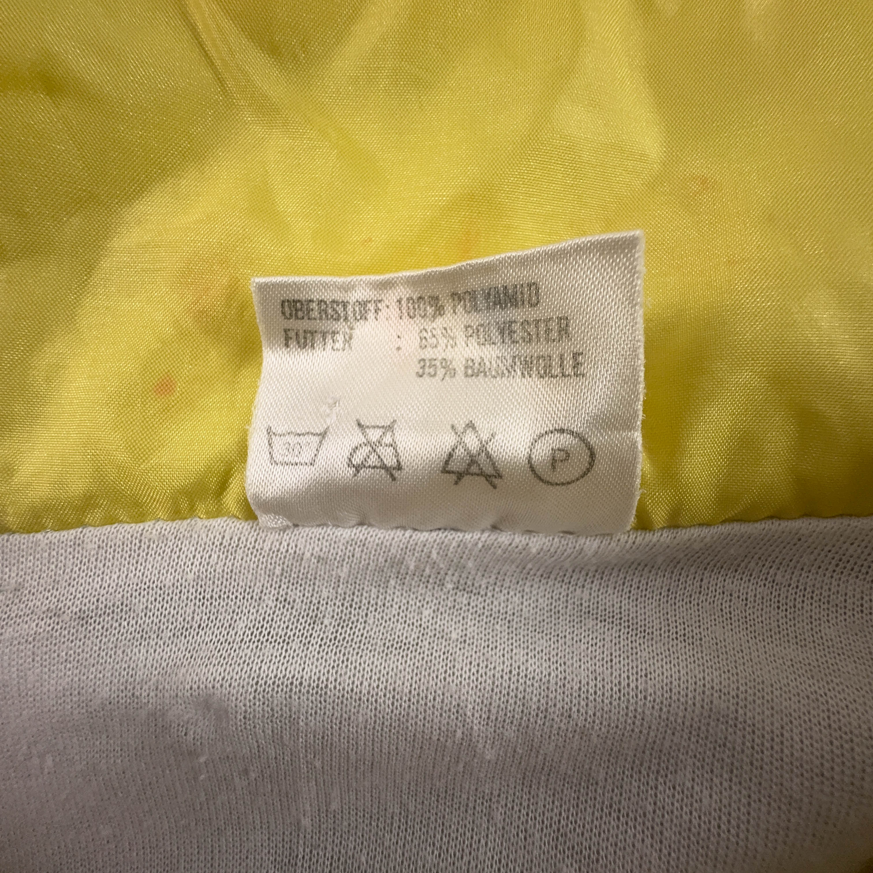 Giacca a vento Vintage gialla e grigia geometrica con zip anni 80 90 - Taglia L uomo