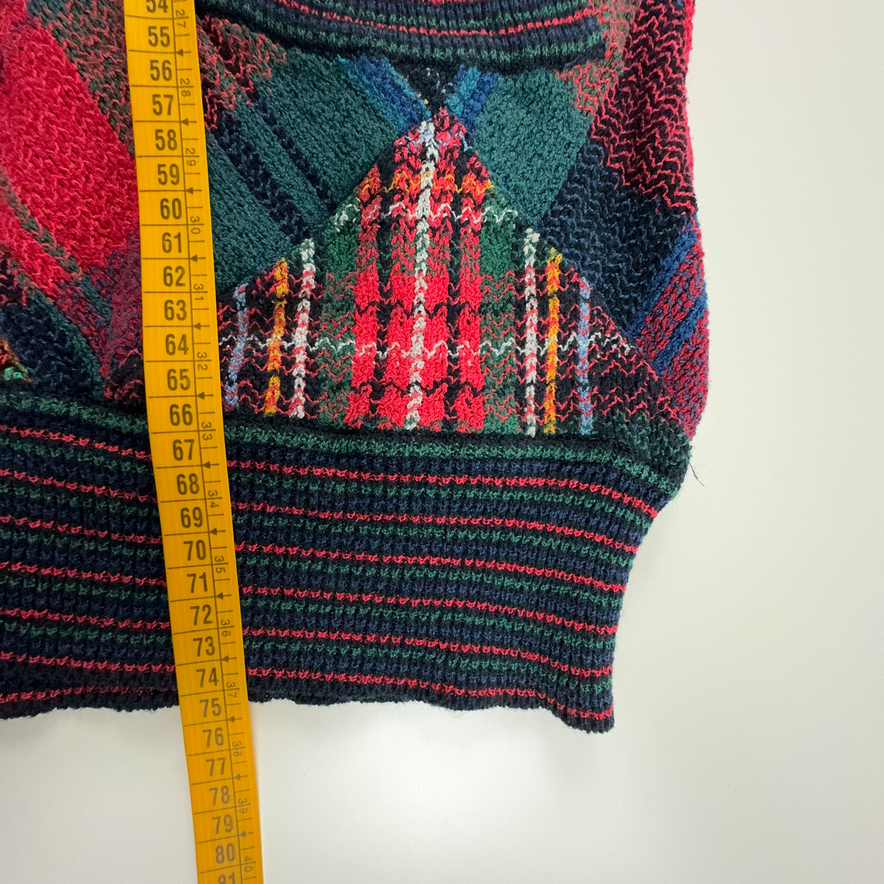 Ermanno Vintage 15% Linen Red and Blue Checked Cardigan with Buttons - Size XXL Men