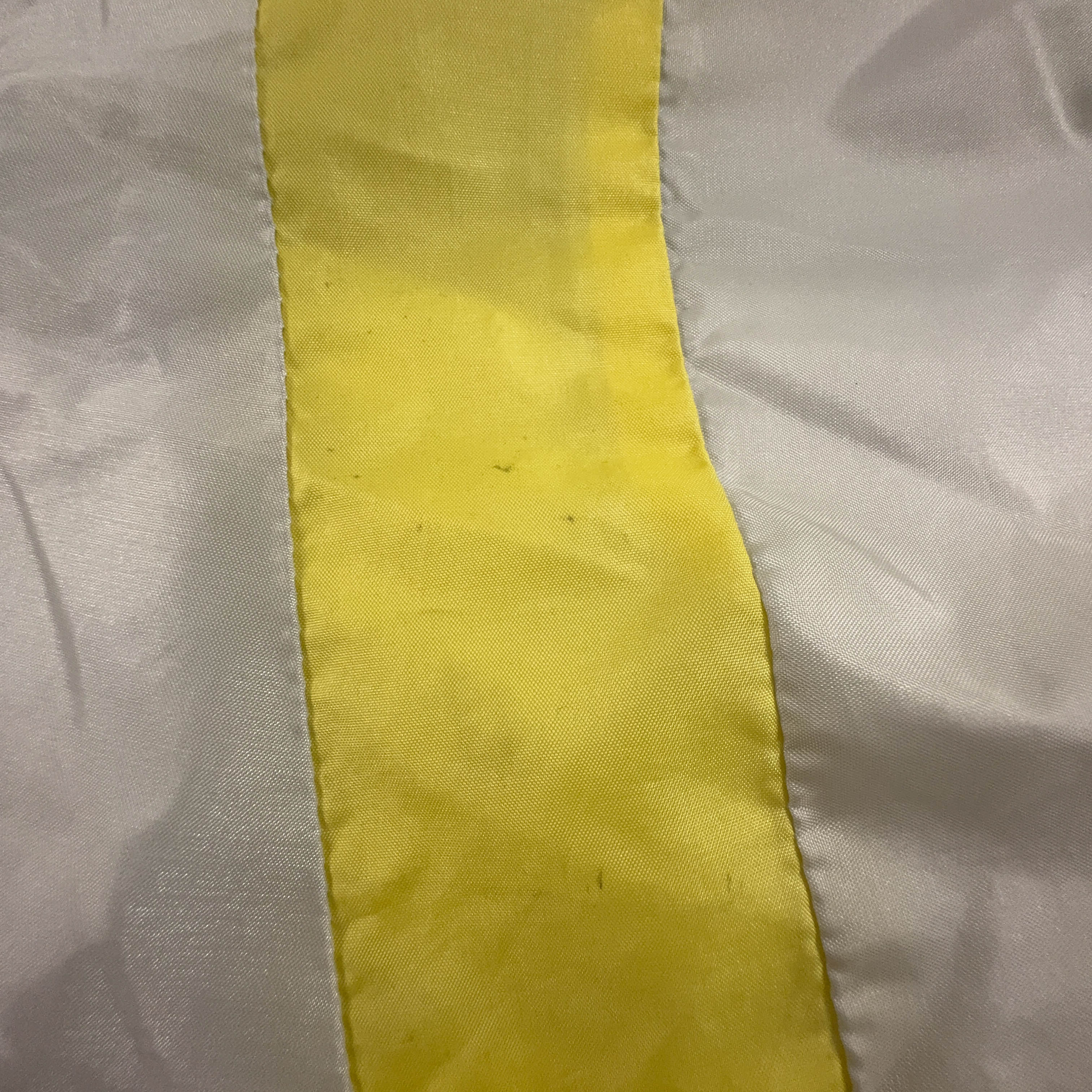 Giacca a vento Vintage gialla e grigia geometrica con zip anni 80 90 - Taglia L uomo
