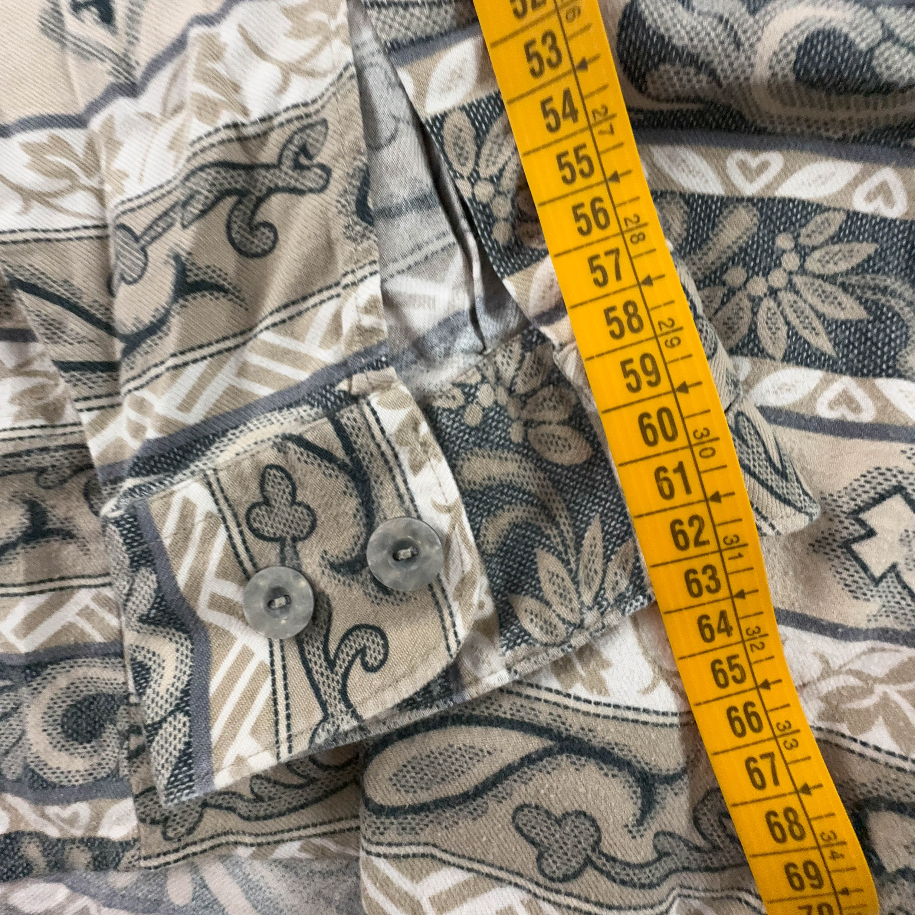 Camicia Vintage invernale marrone e beige a fantasia astratta - Taglia L/XL uomo