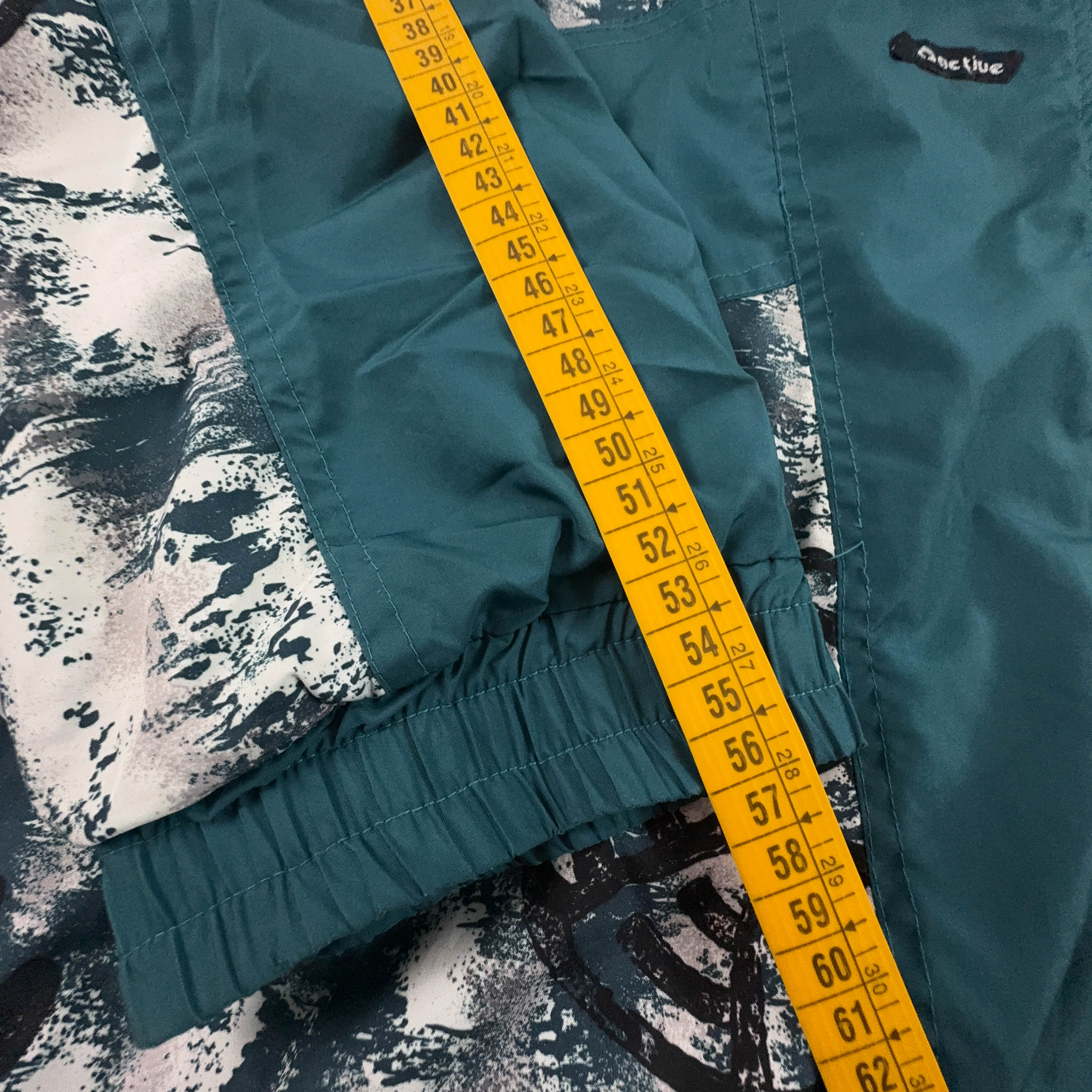 Giacca a vento Vintage verde acqua a fantasia con zip anni 80 90 - Taglia XL uomo