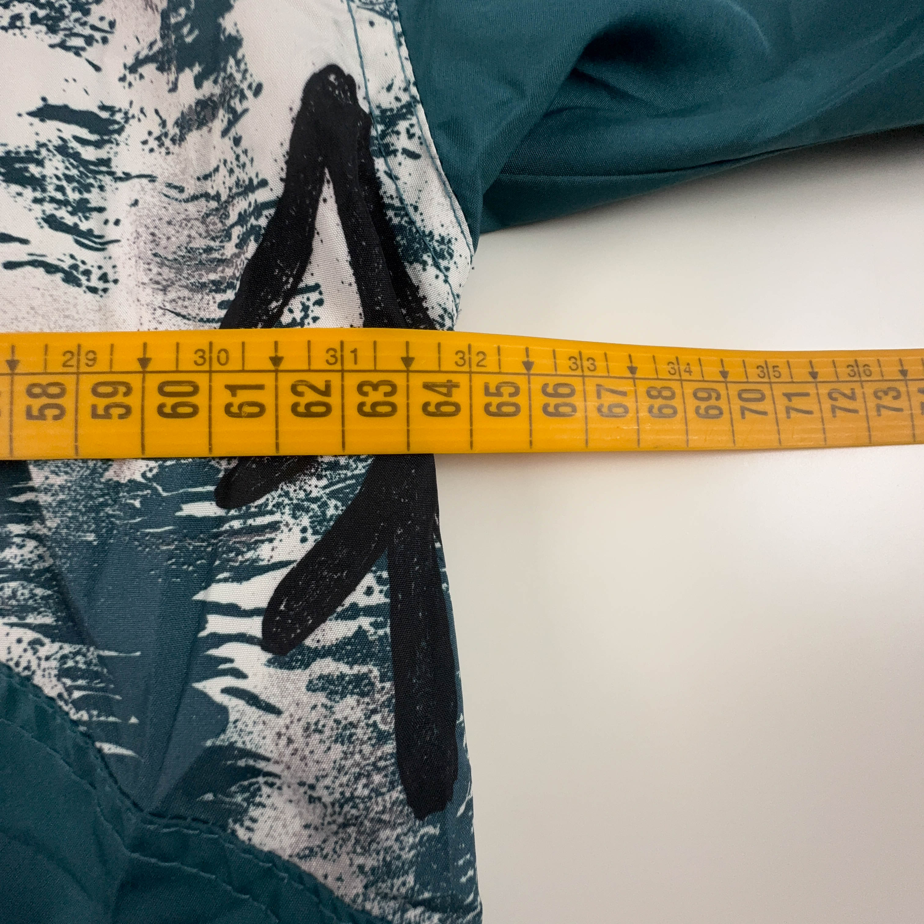 Giacca a vento Vintage verde acqua a fantasia con zip anni 80 90 - Taglia XL uomo
