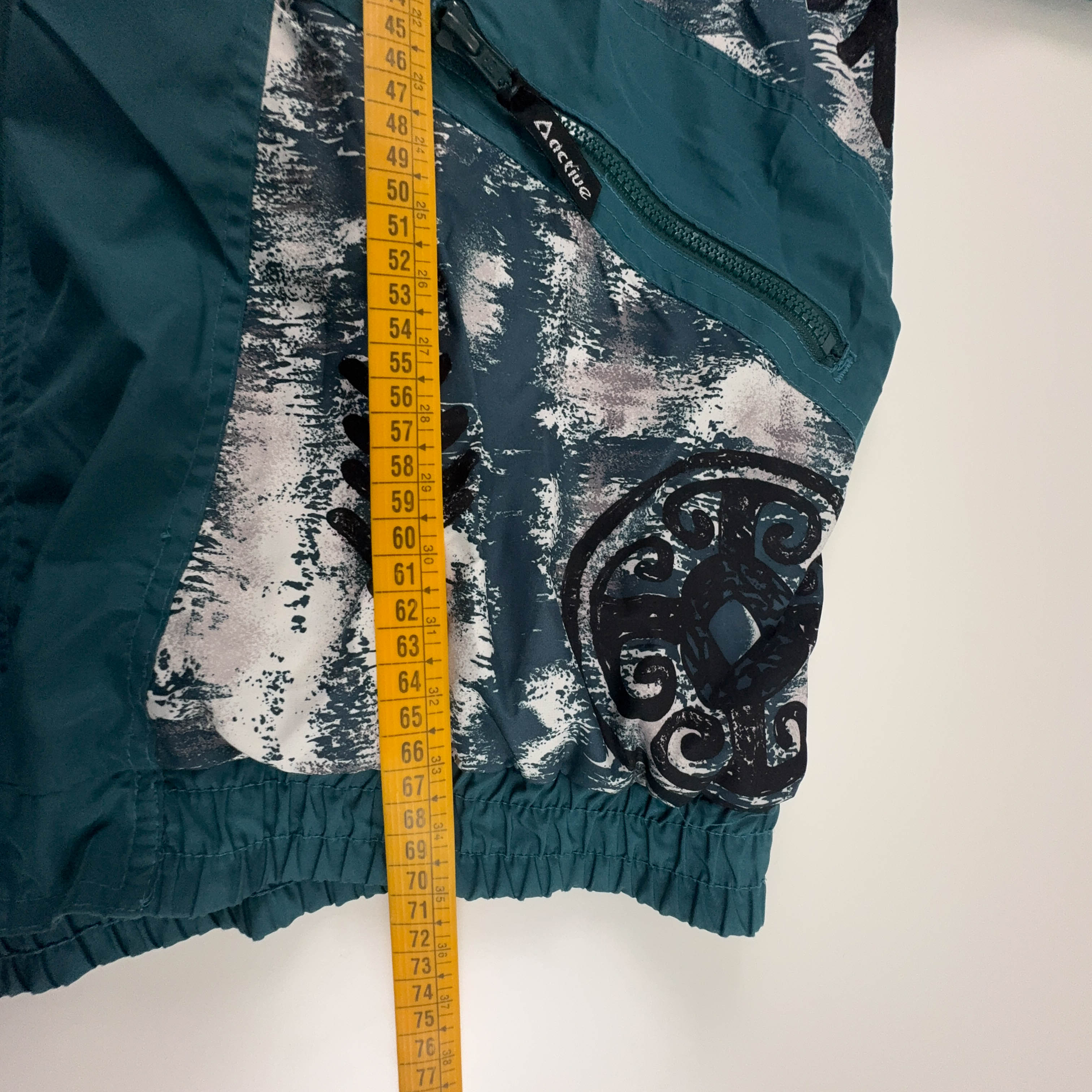 Giacca a vento Vintage verde acqua a fantasia con zip anni 80 90 - Taglia XL uomo