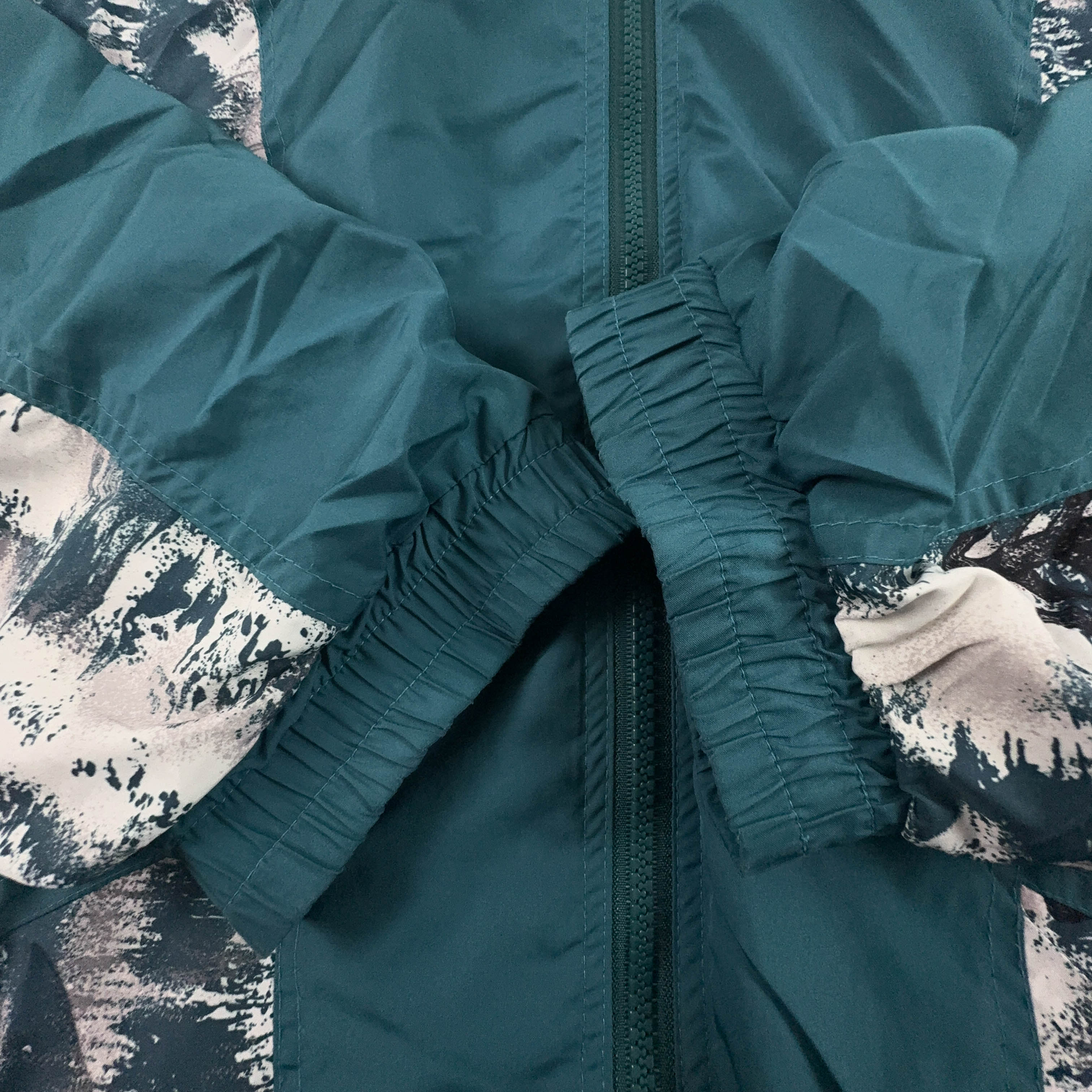 Giacca a vento Vintage verde acqua a fantasia con zip anni 80 90 - Taglia XL uomo