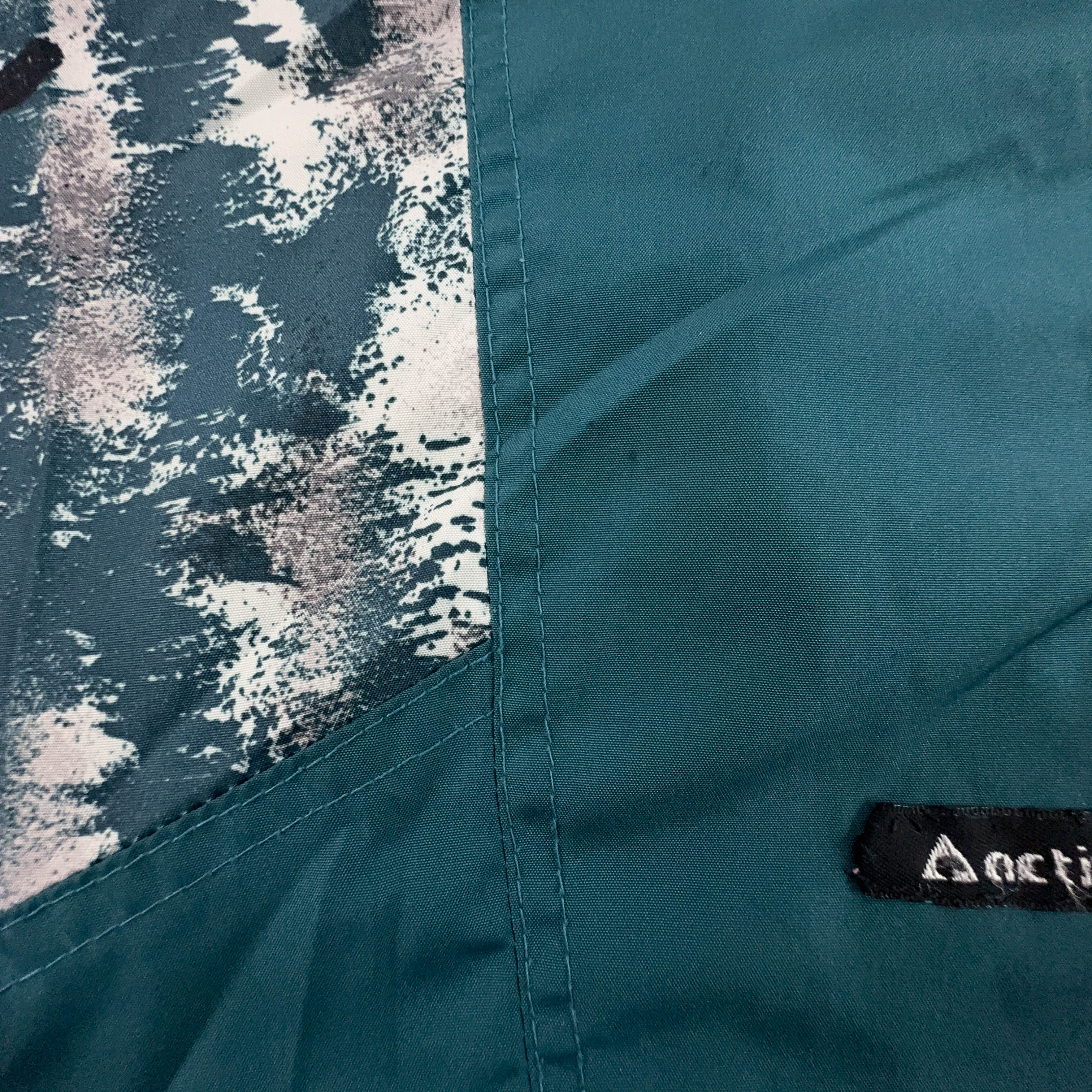 Giacca a vento Vintage verde acqua a fantasia con zip anni 80 90 - Taglia XL uomo