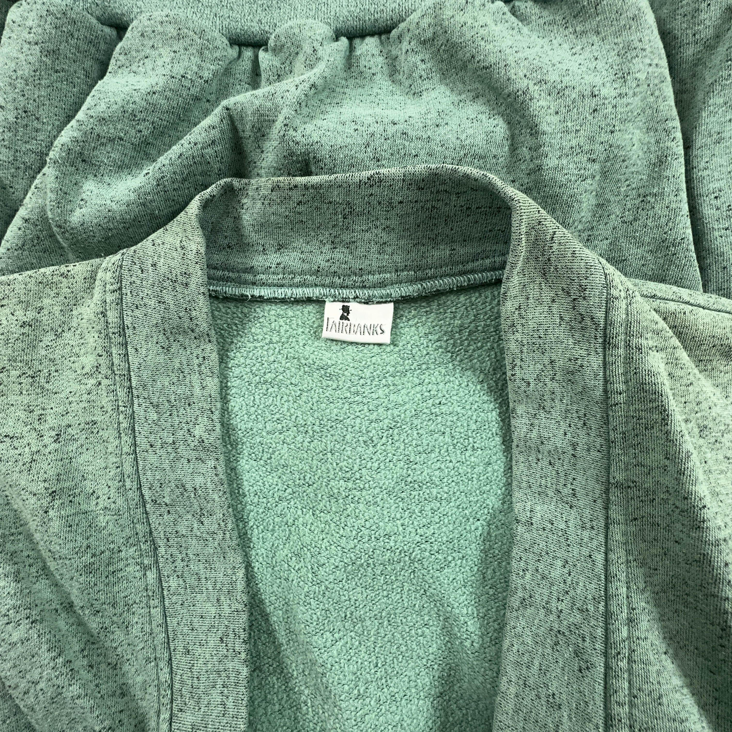 Aqua Green Vintage Cardigan with Buttons and Embroidery - Size L Men