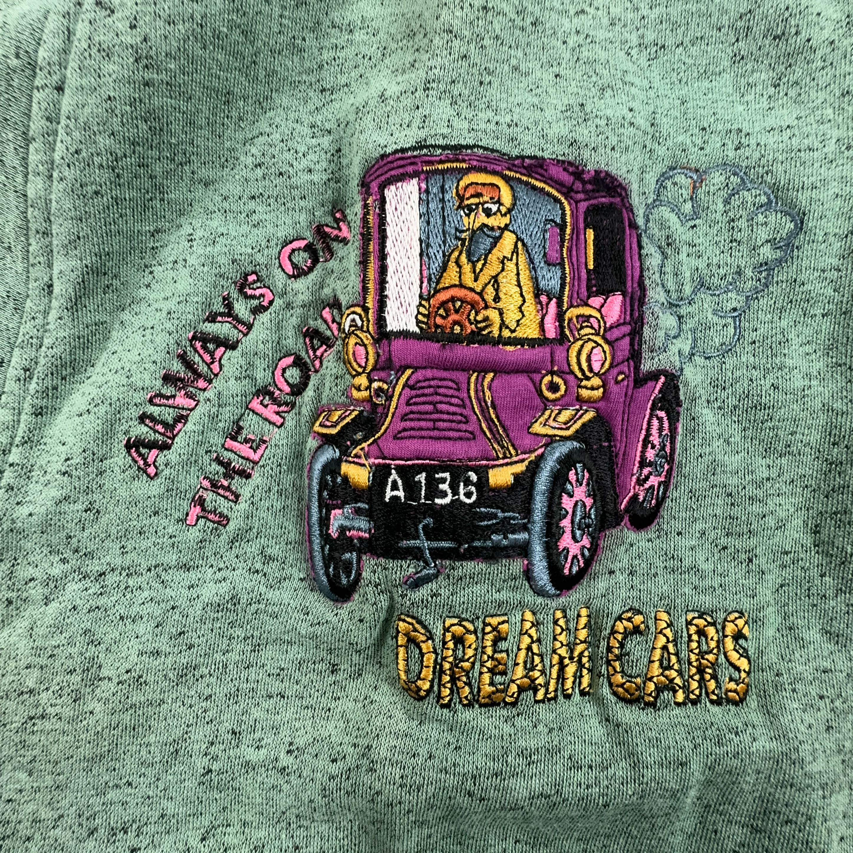 Aqua Green Vintage Cardigan with Buttons and Embroidery - Size L Men