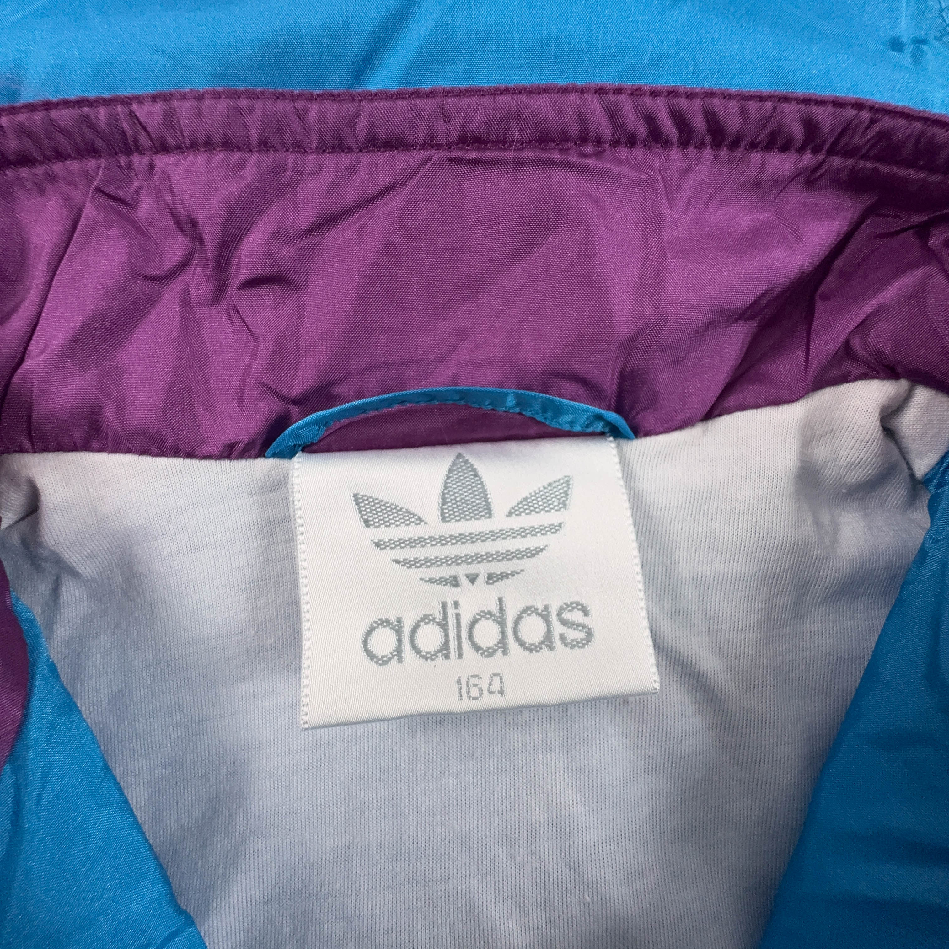Giacca a vento Adidas Vintage blu geometica con zip anni 80 90 - Taglia D164 uomo
