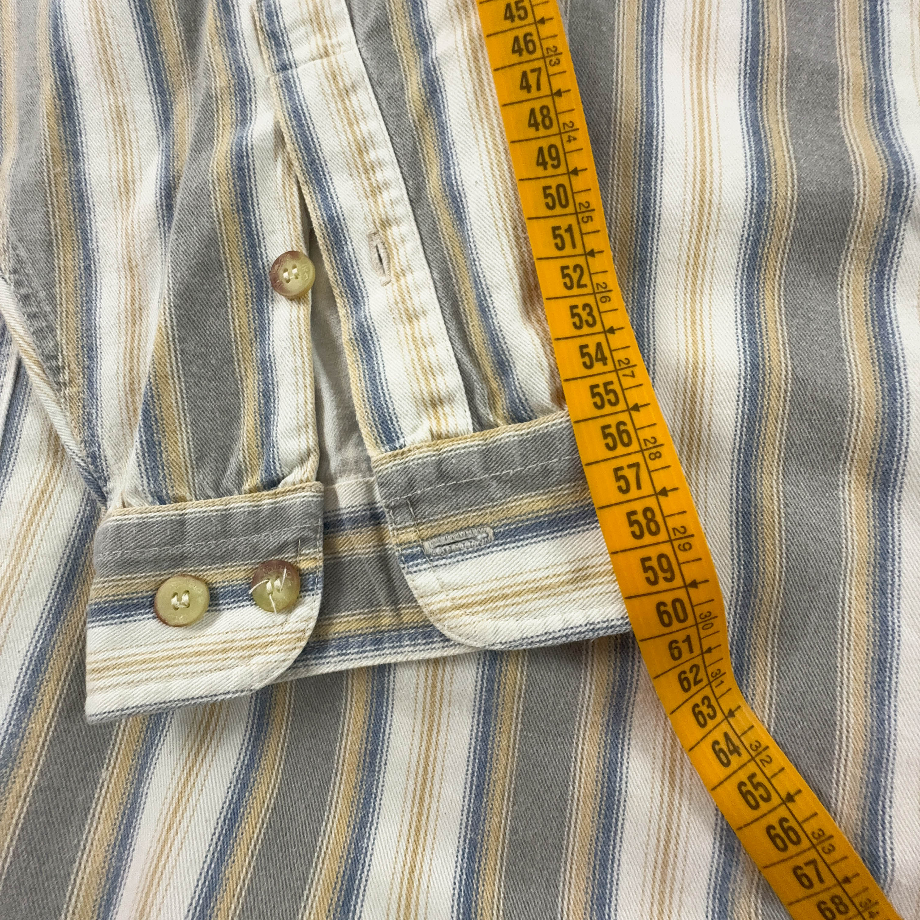 Camicia Vintage invernale beige e grigia a righe - Taglia XL uomo