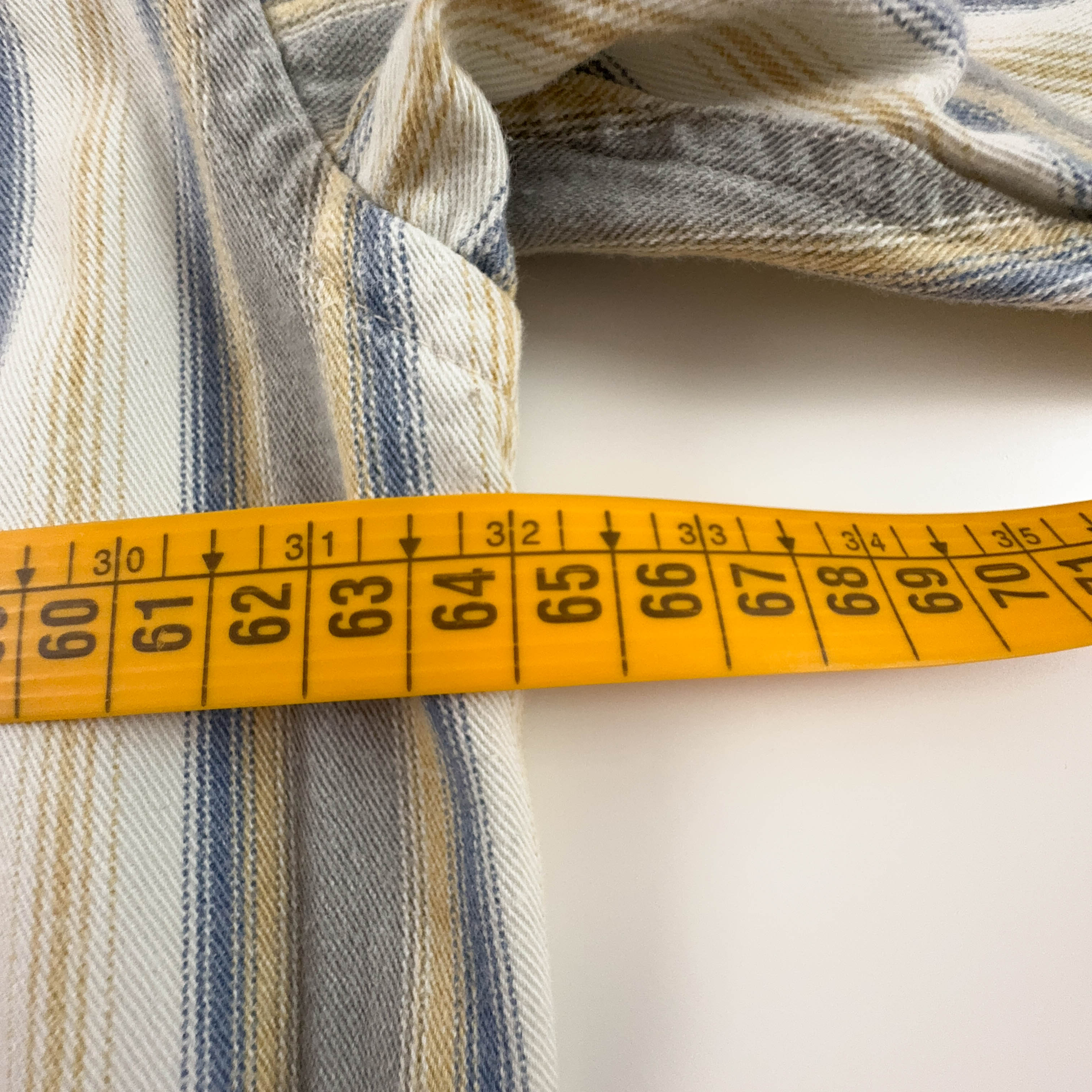 Camicia Vintage invernale beige e grigia a righe - Taglia XL uomo