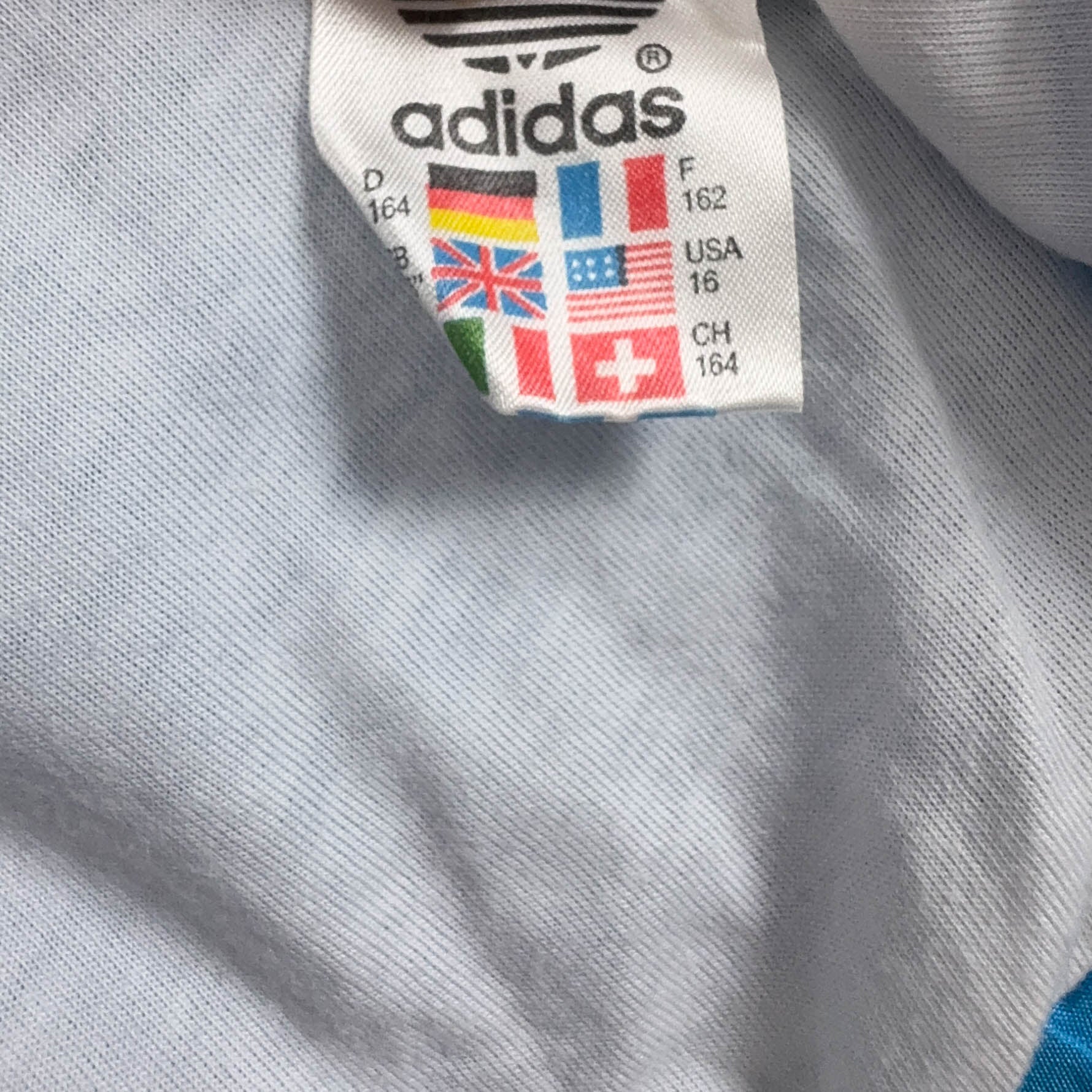 Giacca a vento Adidas Vintage blu geometica con zip anni 80 90 - Taglia D164 uomo