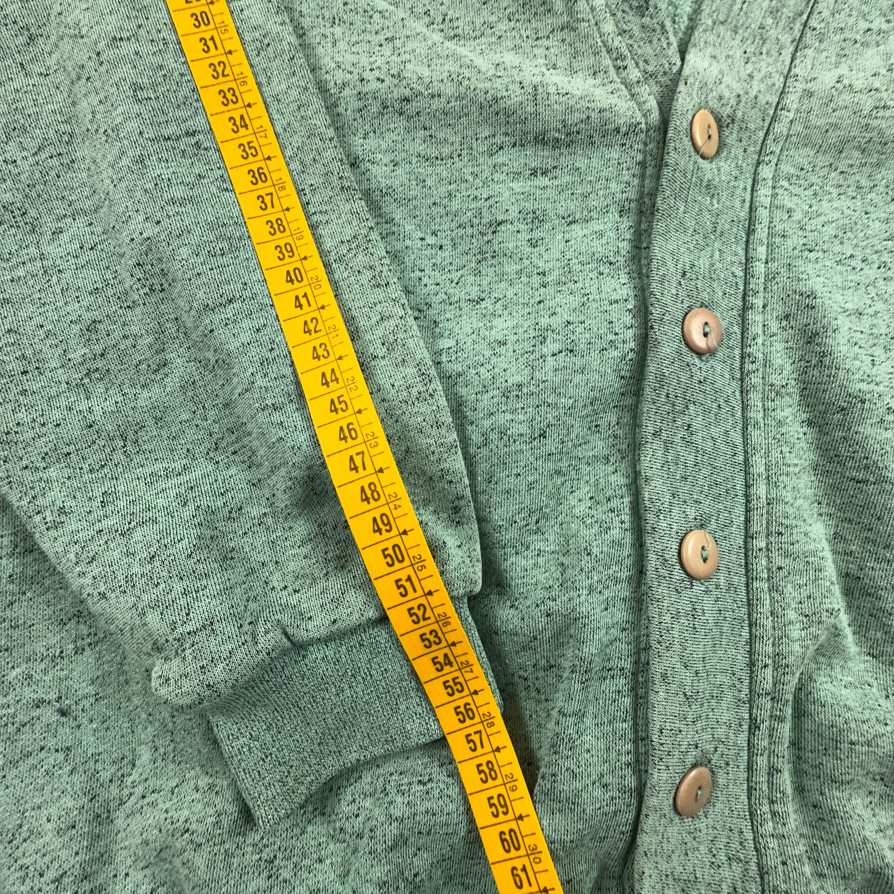 Aqua Green Vintage Cardigan with Buttons and Embroidery - Size L Men