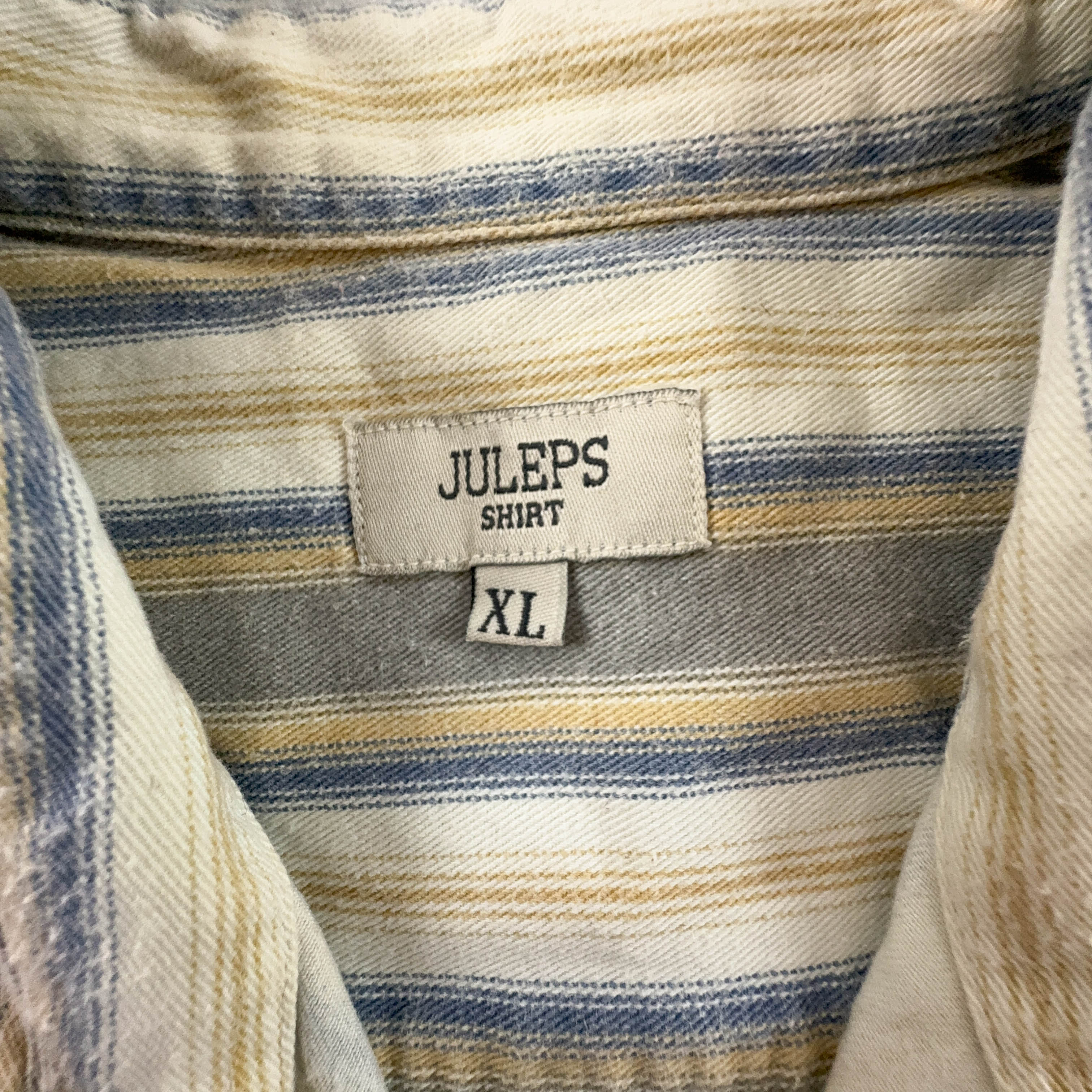 Camicia Vintage invernale beige e grigia a righe - Taglia XL uomo