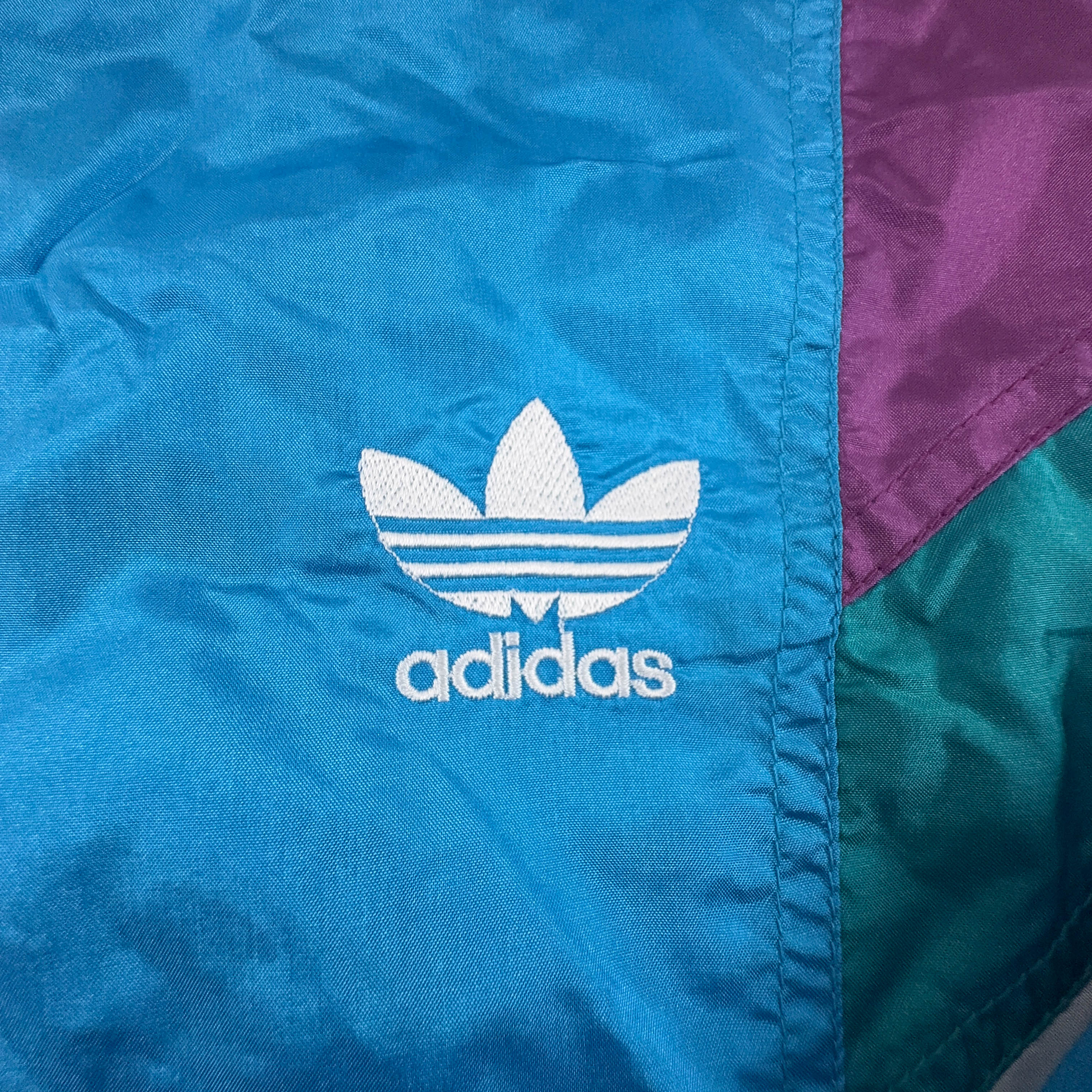 Giacca a vento Adidas Vintage blu geometica con zip anni 80 90 - Taglia D164 uomo