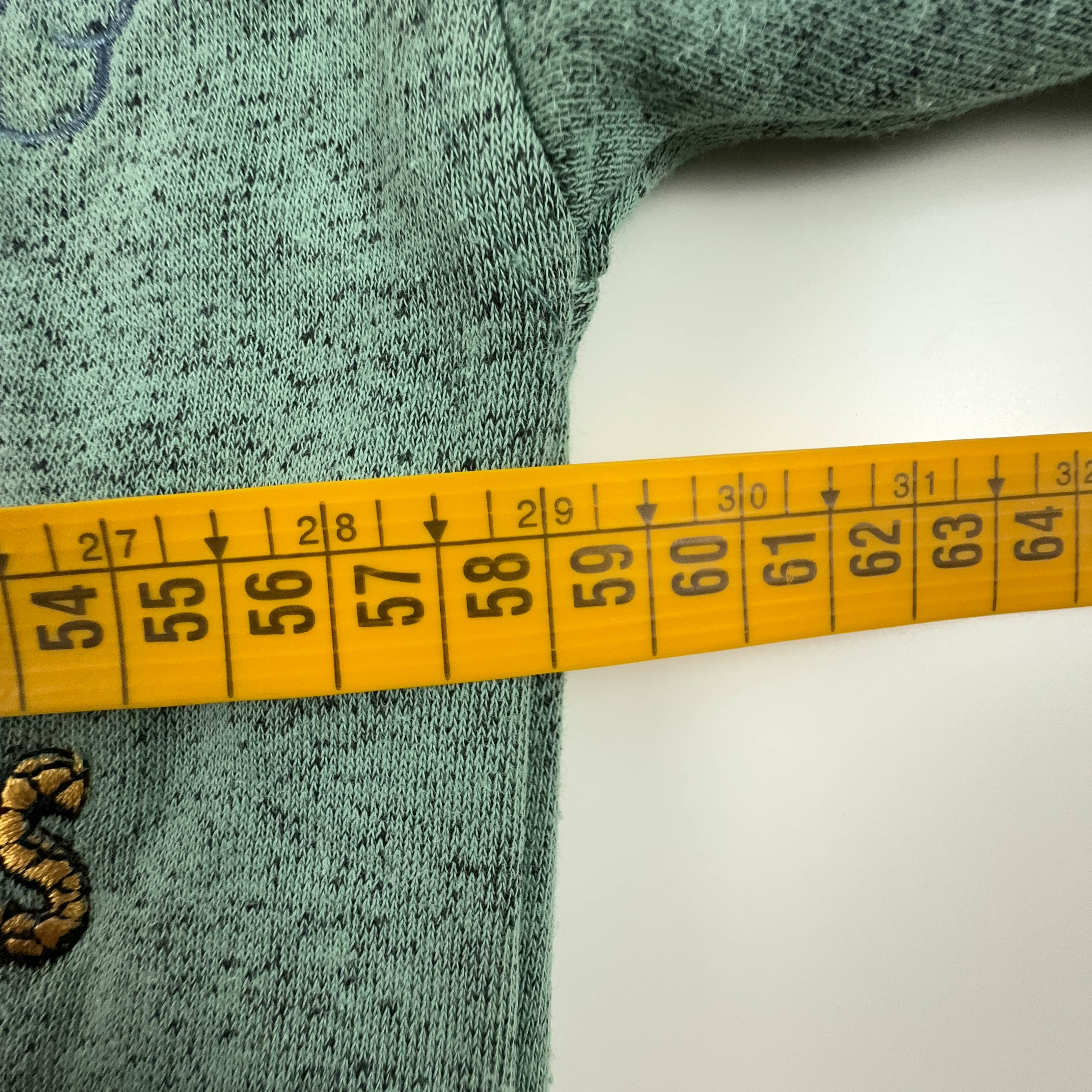 Aqua Green Vintage Cardigan with Buttons and Embroidery - Size L Men