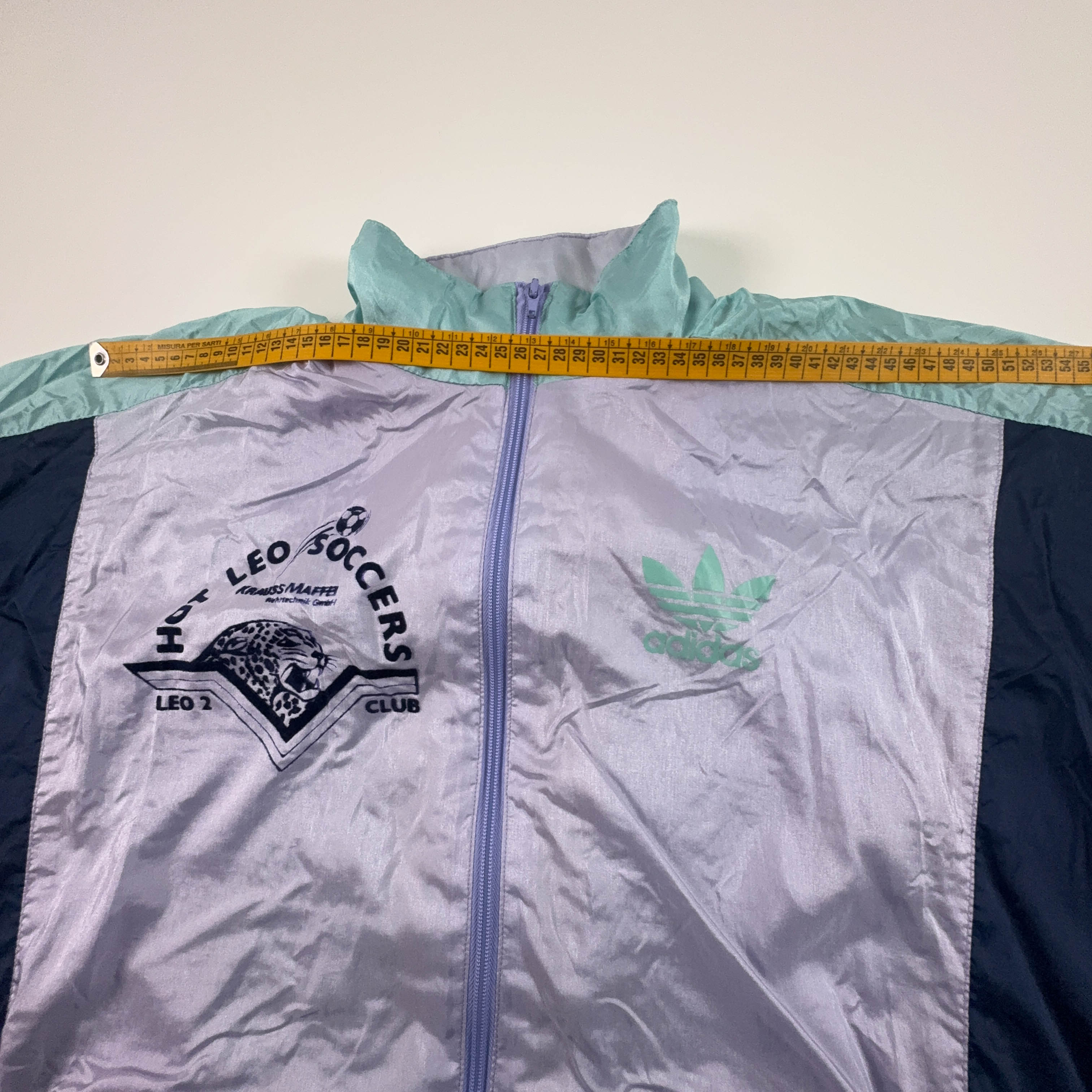 Giacca a vento Adidas Vintage lillà e verde con zip anni 80 90 - Taglia S/M uomo