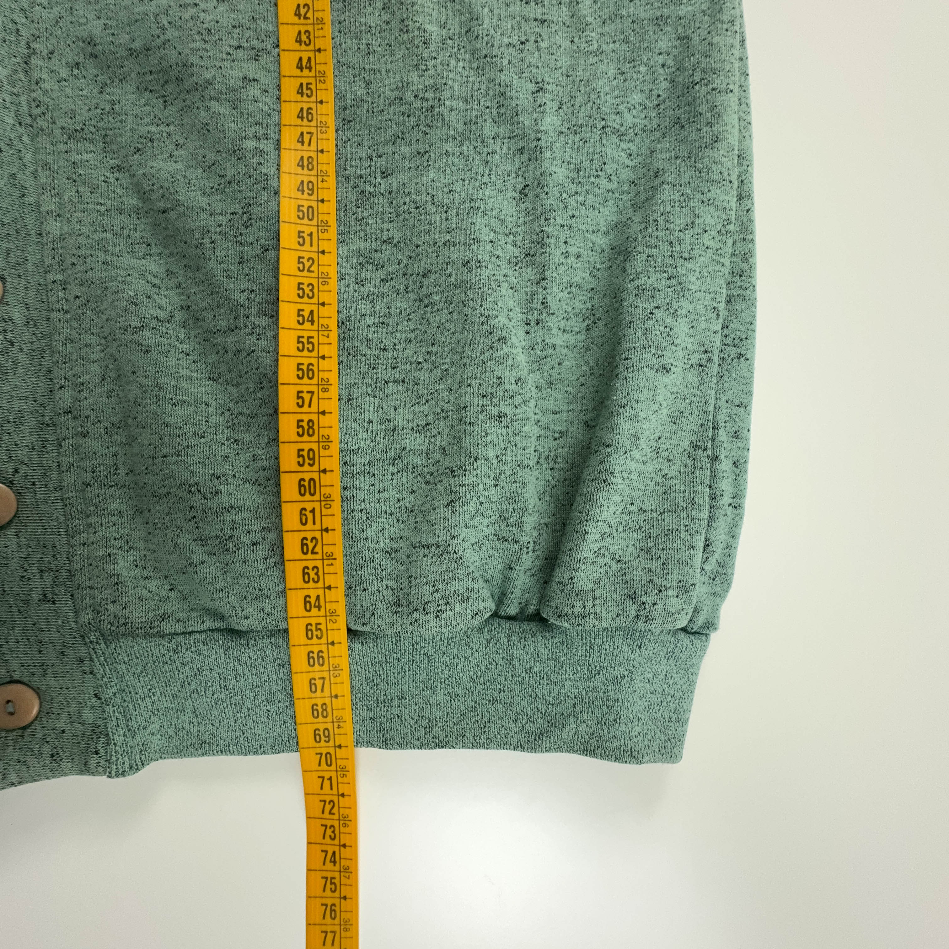 Aqua Green Vintage Cardigan with Buttons and Embroidery - Size L Men
