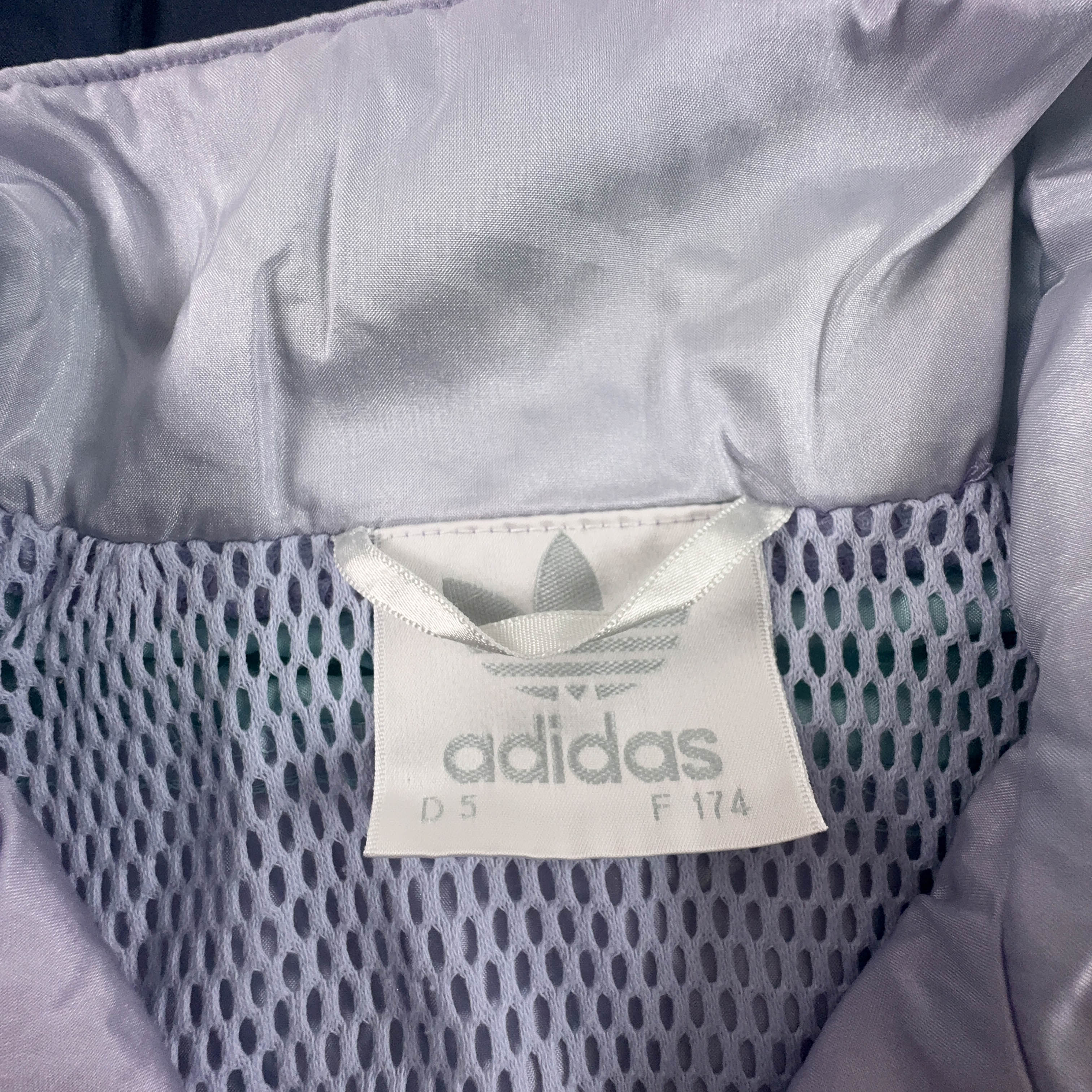 Giacca a vento Adidas Vintage lillà e verde con zip anni 80 90 - Taglia S/M uomo