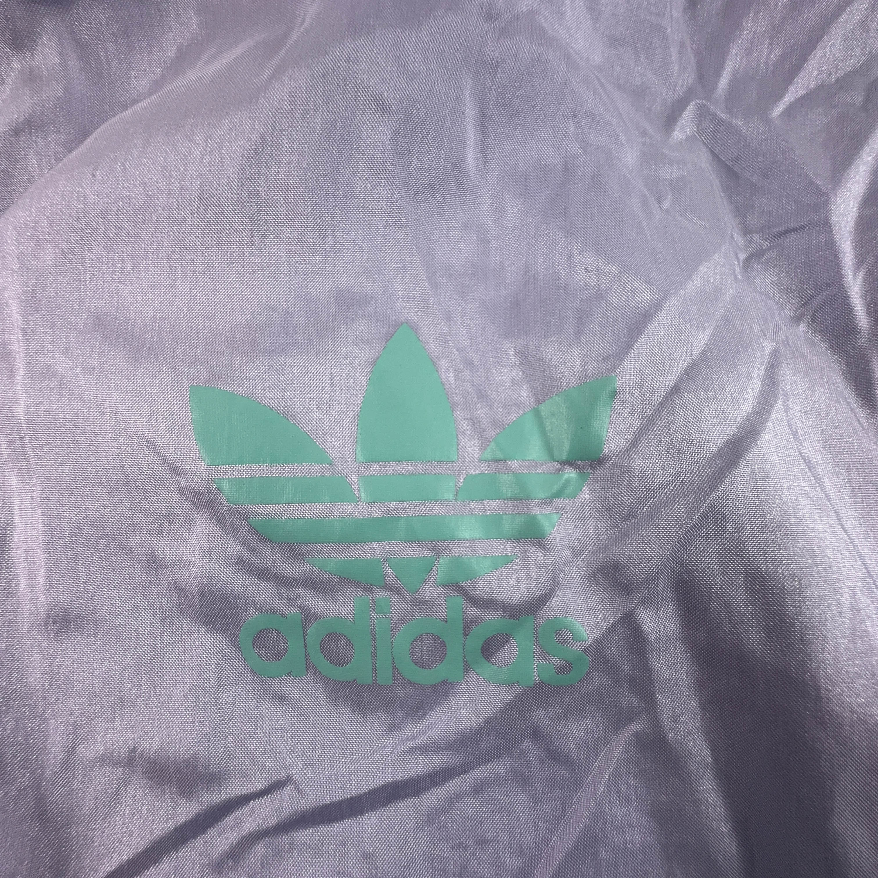 Giacca a vento Adidas Vintage lillà e verde con zip anni 80 90 - Taglia S/M uomo